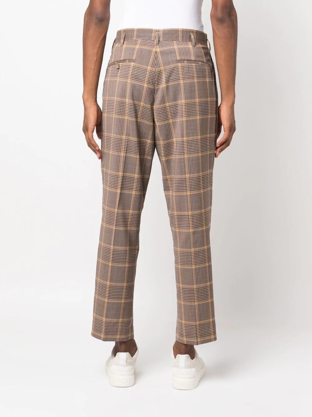 plaid-check pleat-detail trousers - 4