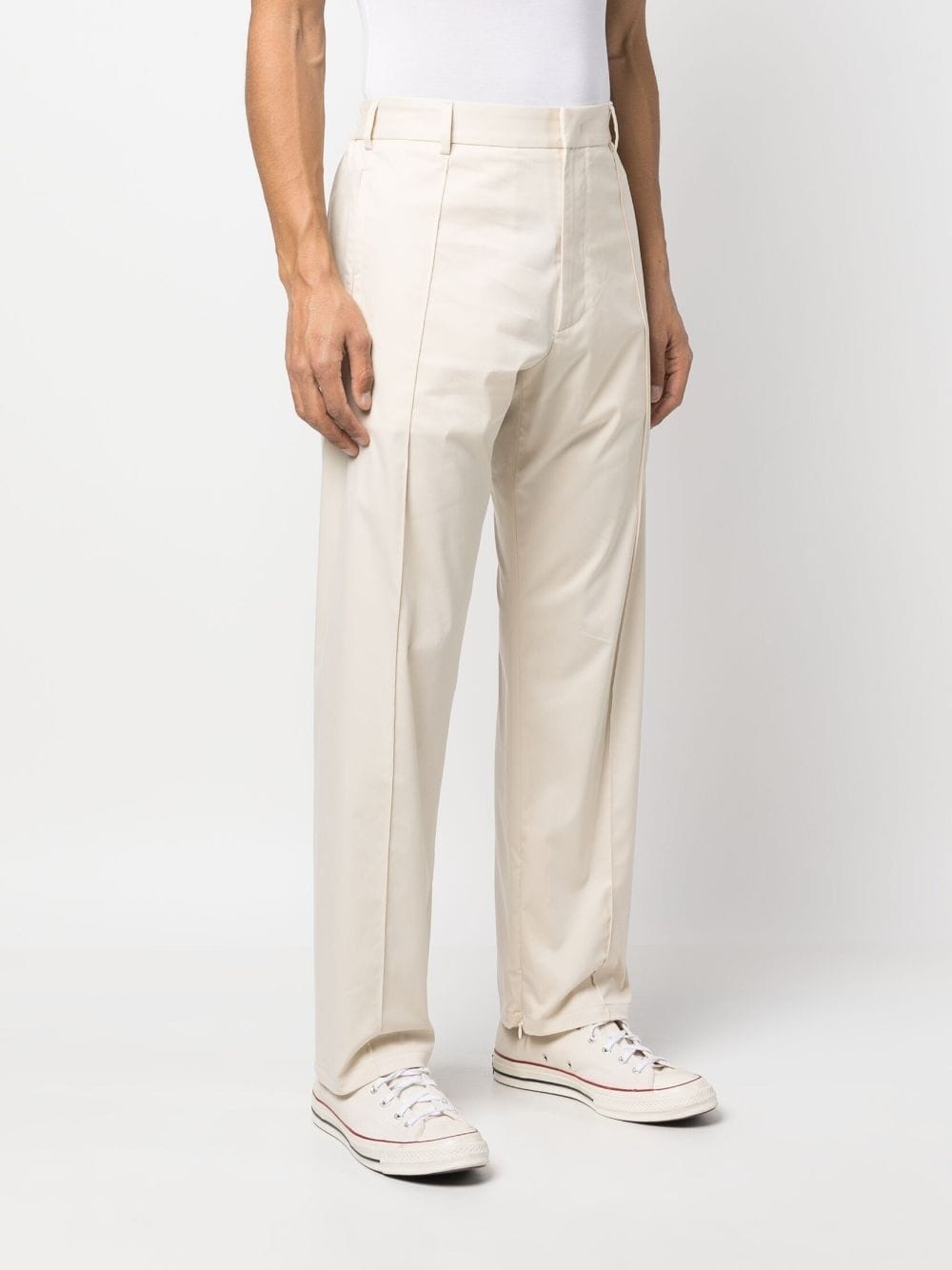 cotton straight-leg trousers - 3
