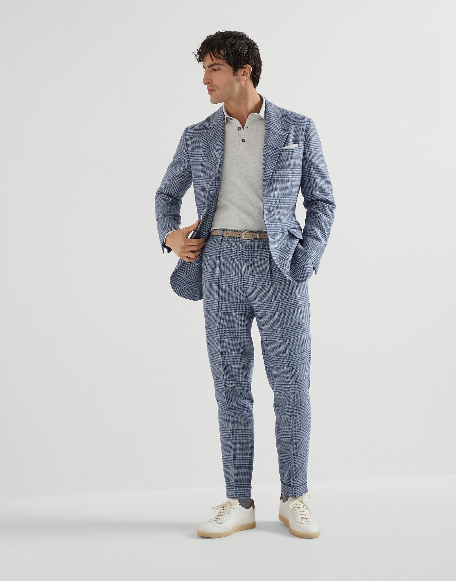 Comfort wool, silk and linen Prince of Wales deconstructed Cavallo blazer - 5
