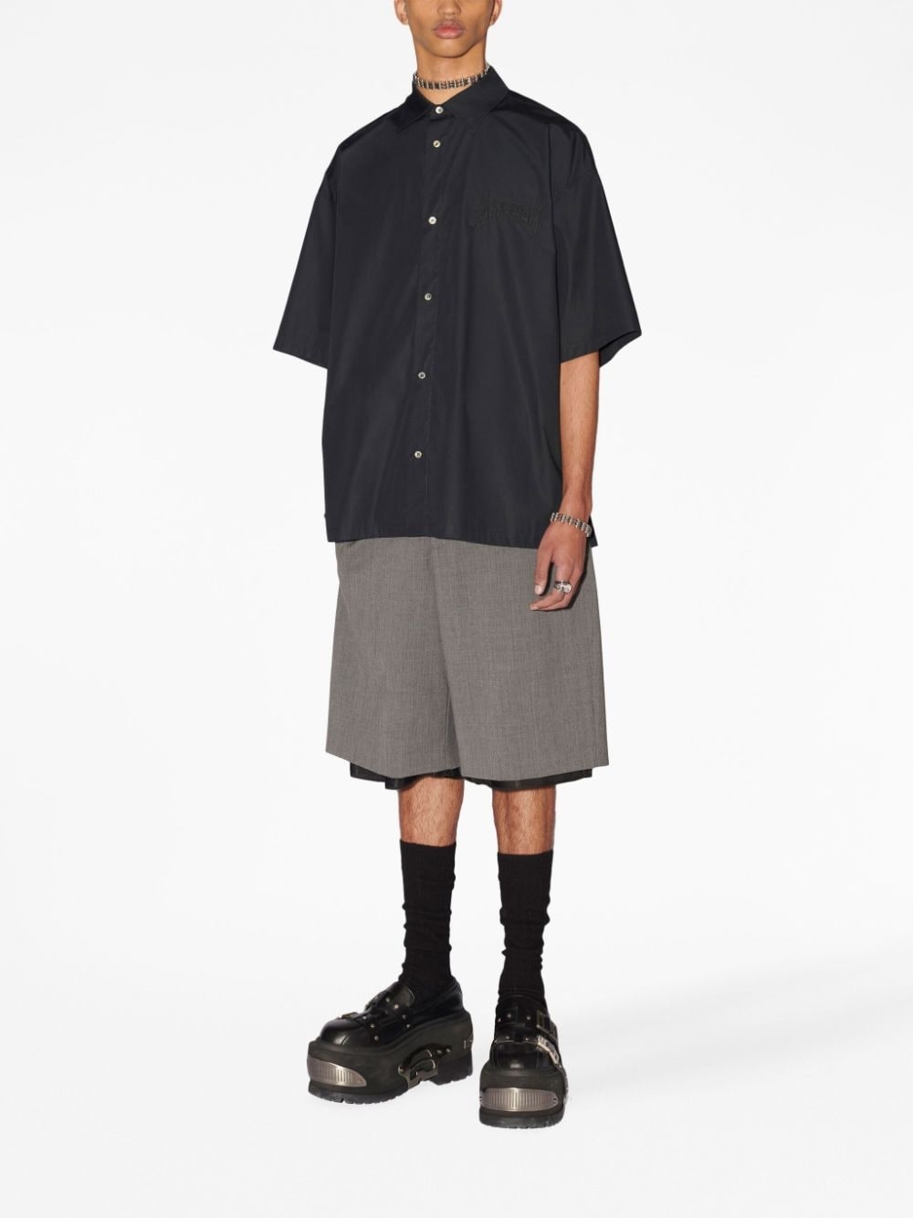 logo-patch cotton shirt - 2