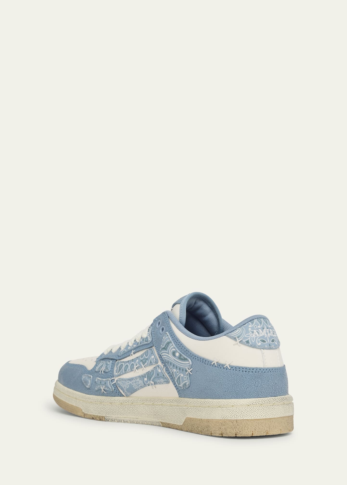Men's Bandana Skel Top Leather Low-Top Sneakers - 4