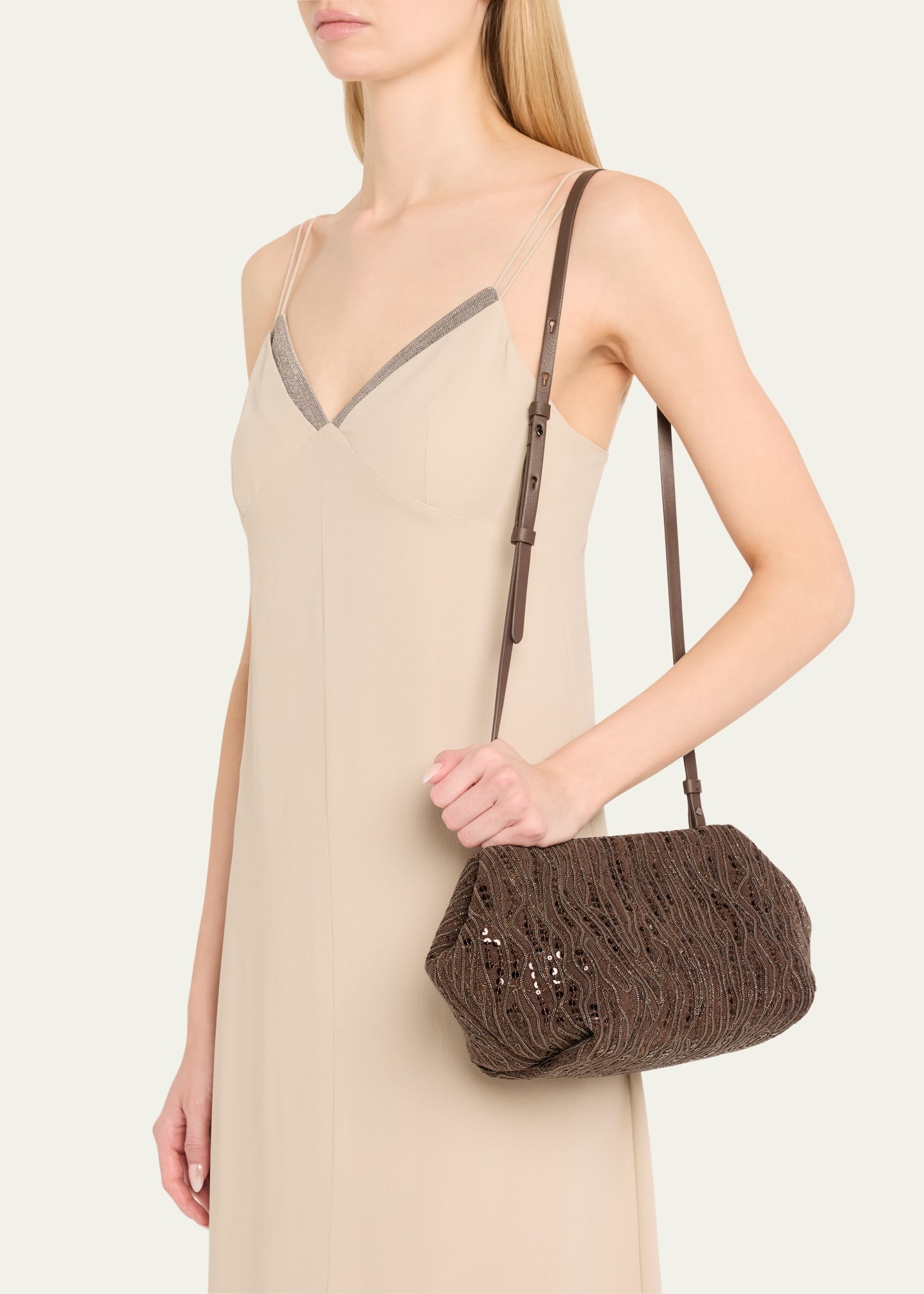 Pleated Mesh Monili Clutch Bag - 2