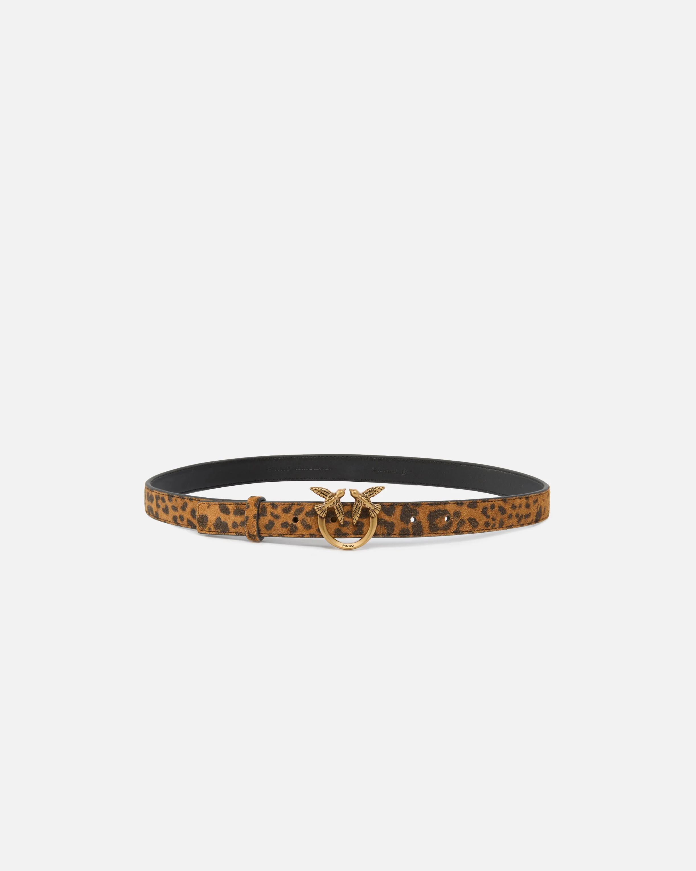 LEOPARD-PRINT BELT WITH LOVE BIRDS BUCKLE, 2 CM - 1