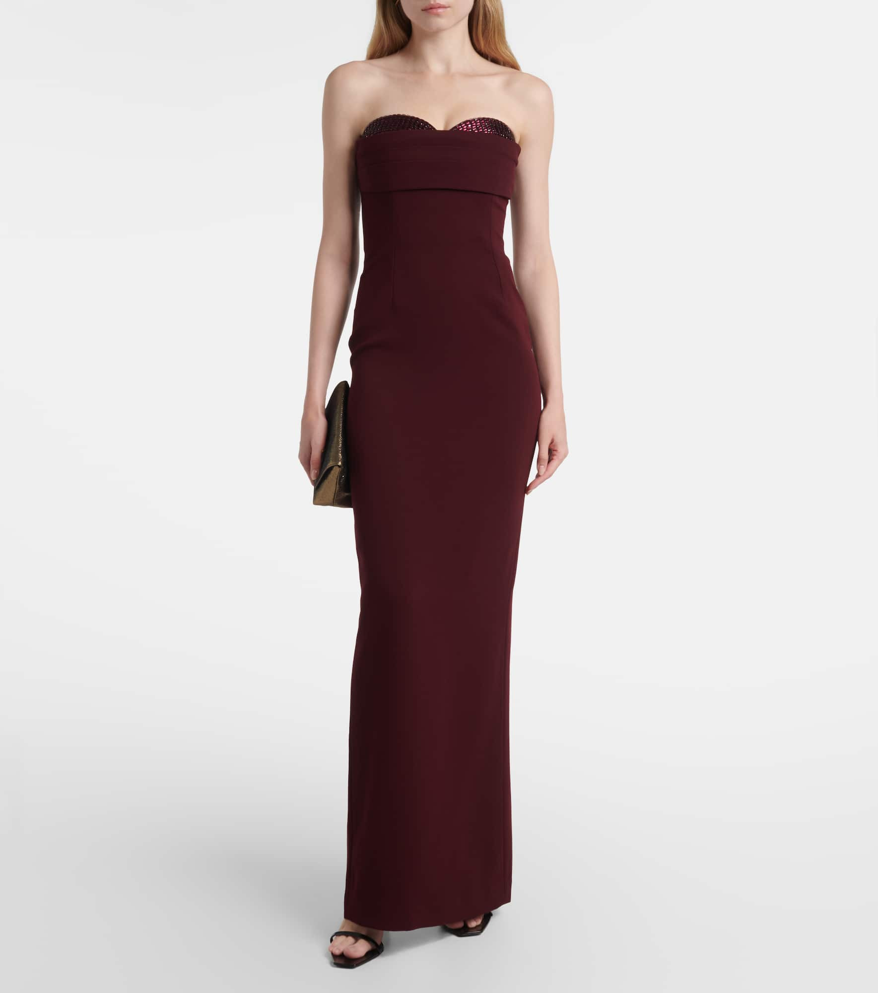 Draped embellished cady corset dress - 2