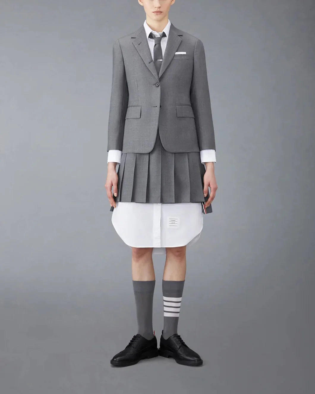 CLASSIC LONG SLEEVE BUTTON DOWN POINT COLLAR SHIRT DRESS IN OXFORD WITH GG LOOP - 7
