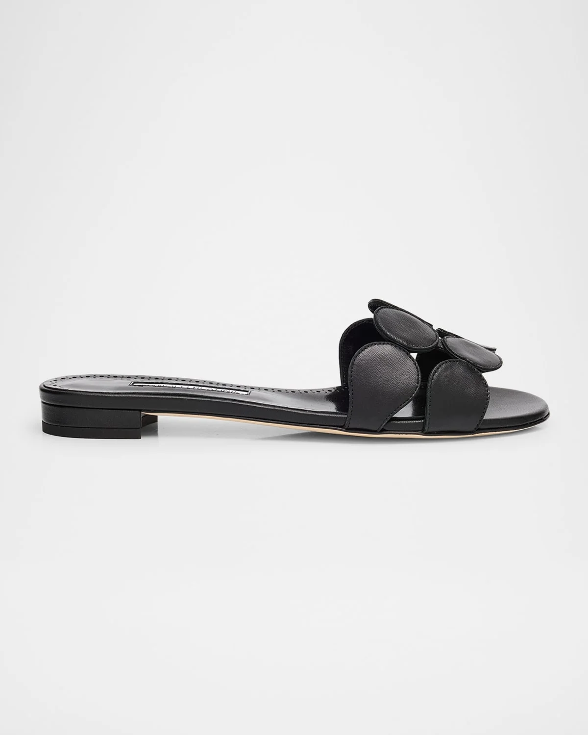 Circle-Cut Leather Flat Slide Sandals - 1