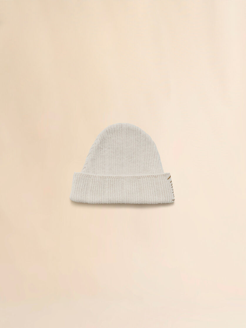 BEIGE WOOL-CASHMERE BEANIE WITH MARNI MENDING - 3