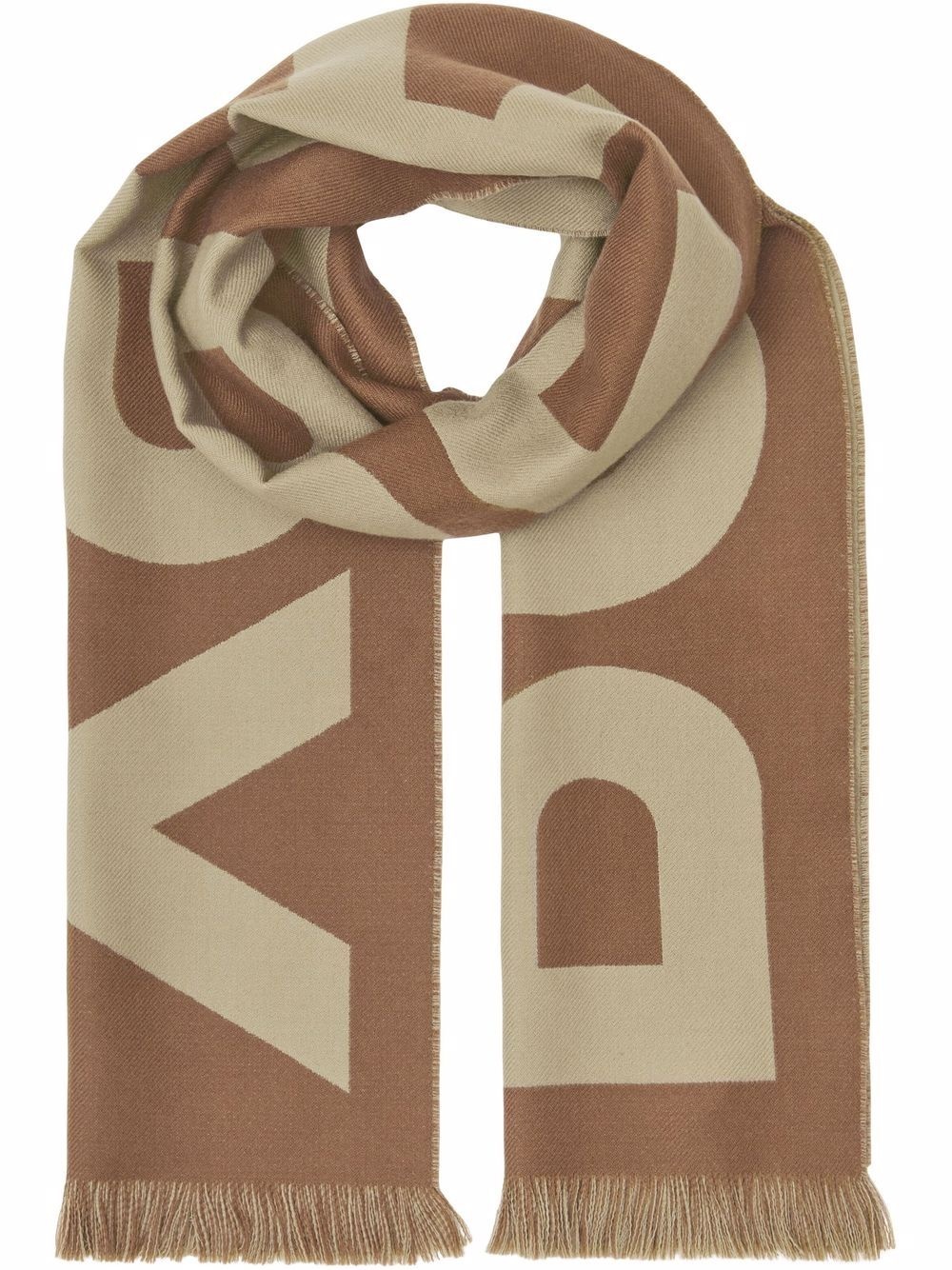 logo-jacquard wool scarf - 3