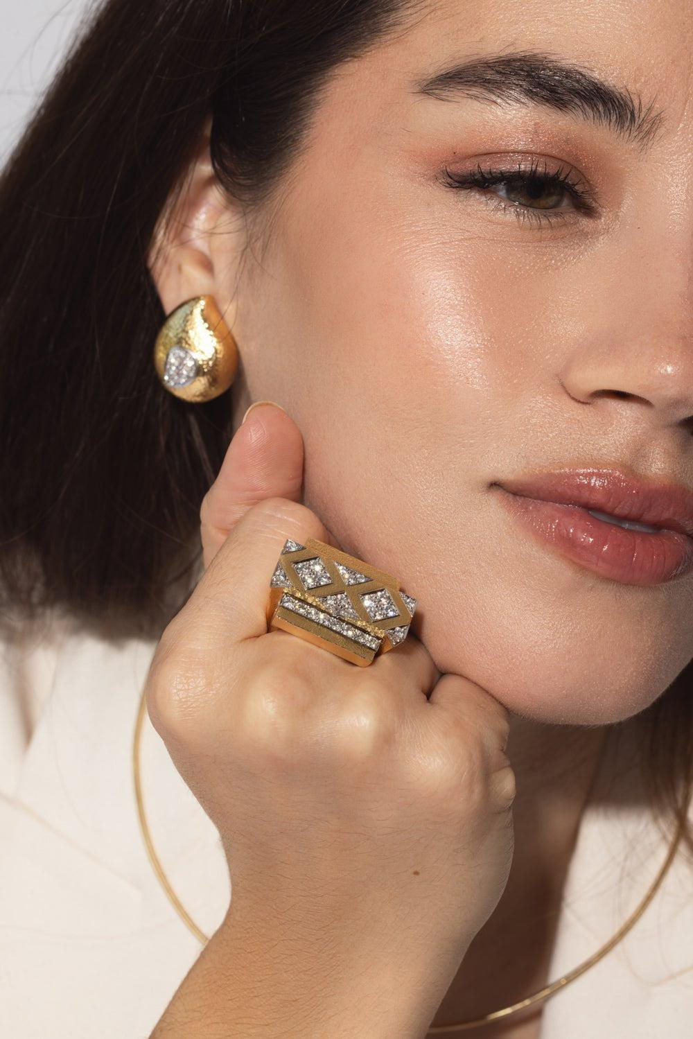 Diamond Cross Beam Ring - 5