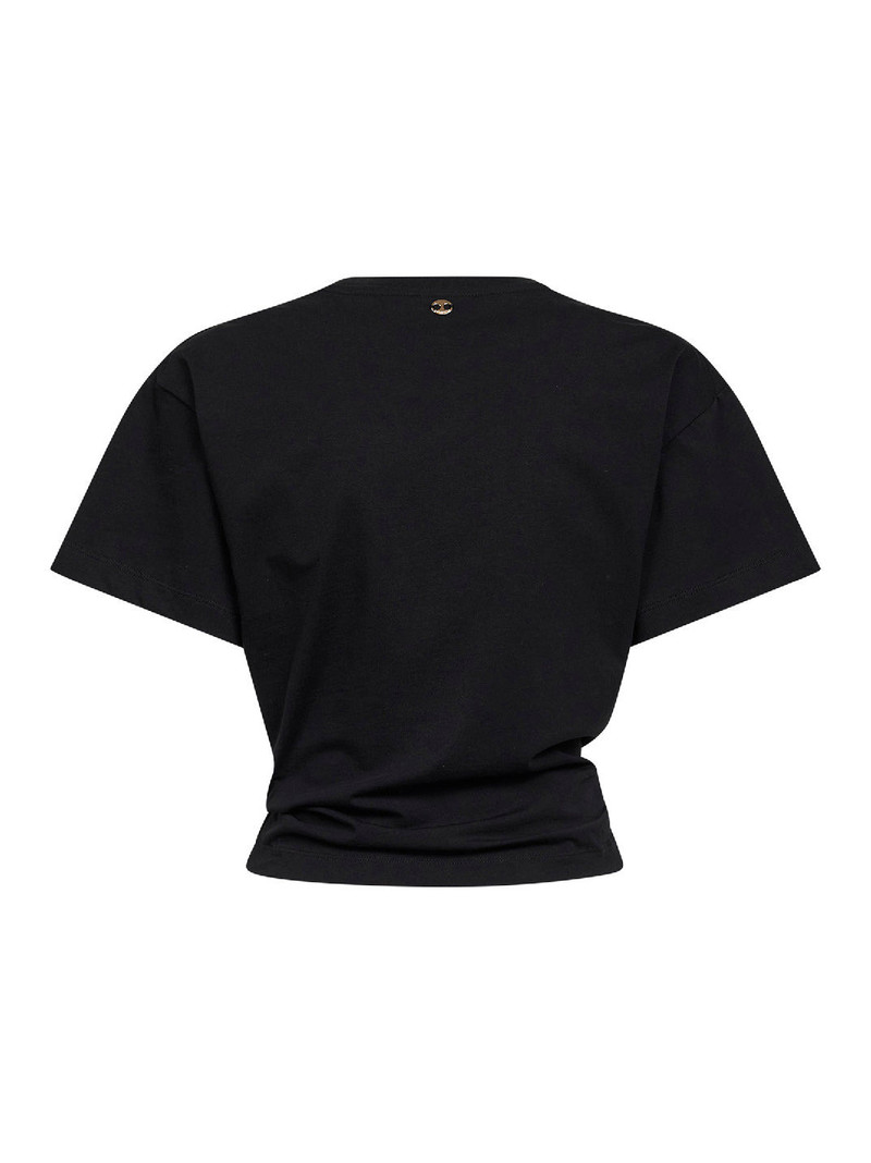 rabanne Black cotton cropped T-shirt with piercing outlook