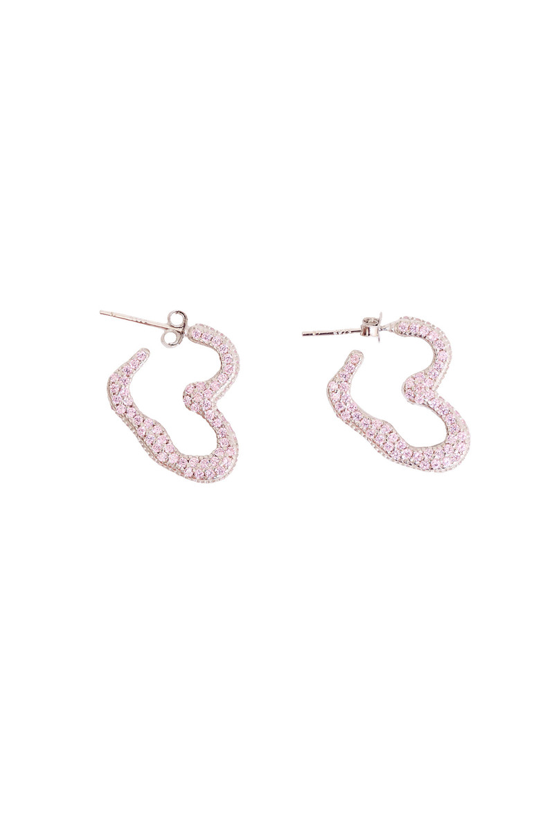 LIGHT PINK RHINESTONE HEART EARRINGS 1