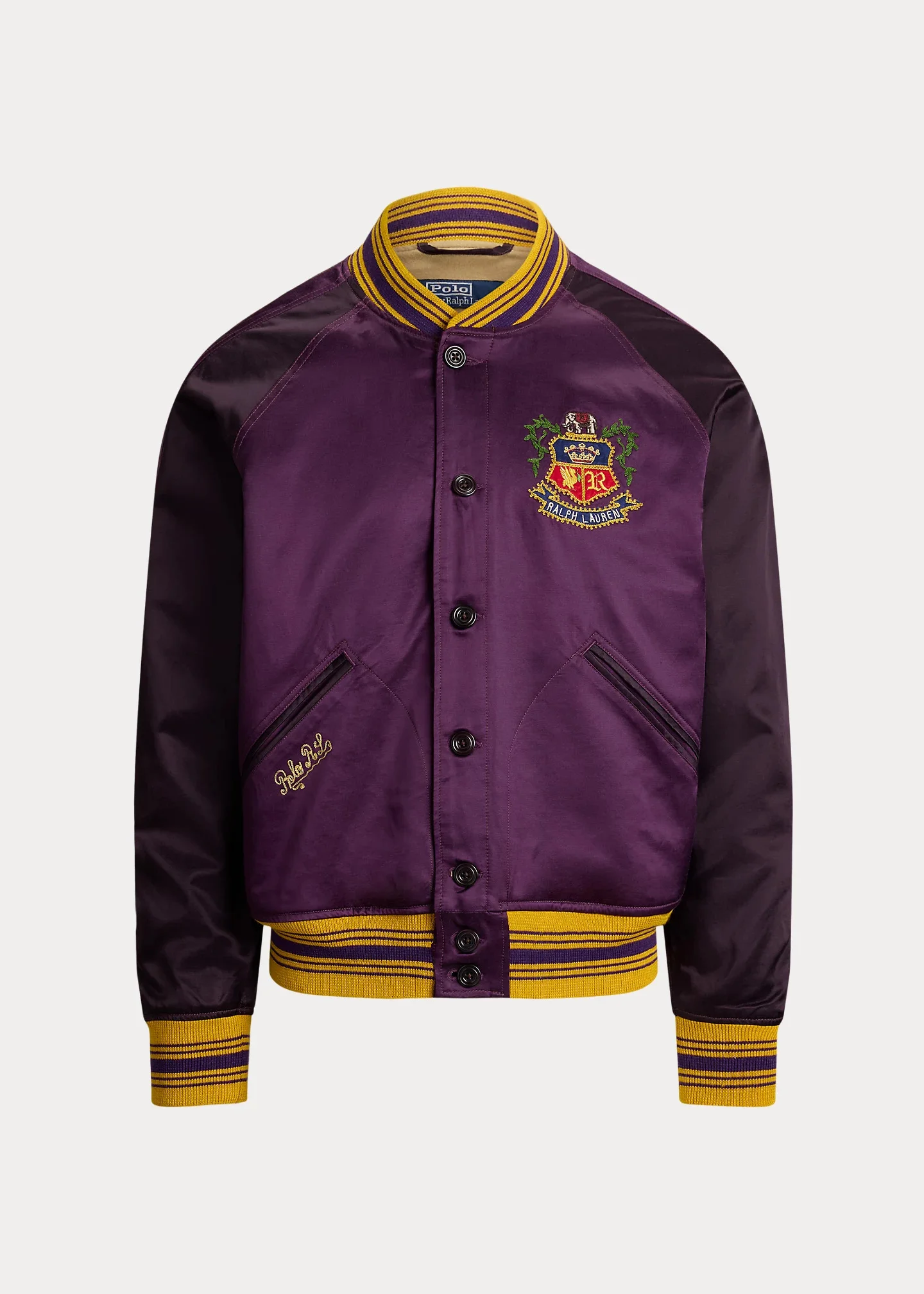 Embroidered Satin Baseball Jacket - 1