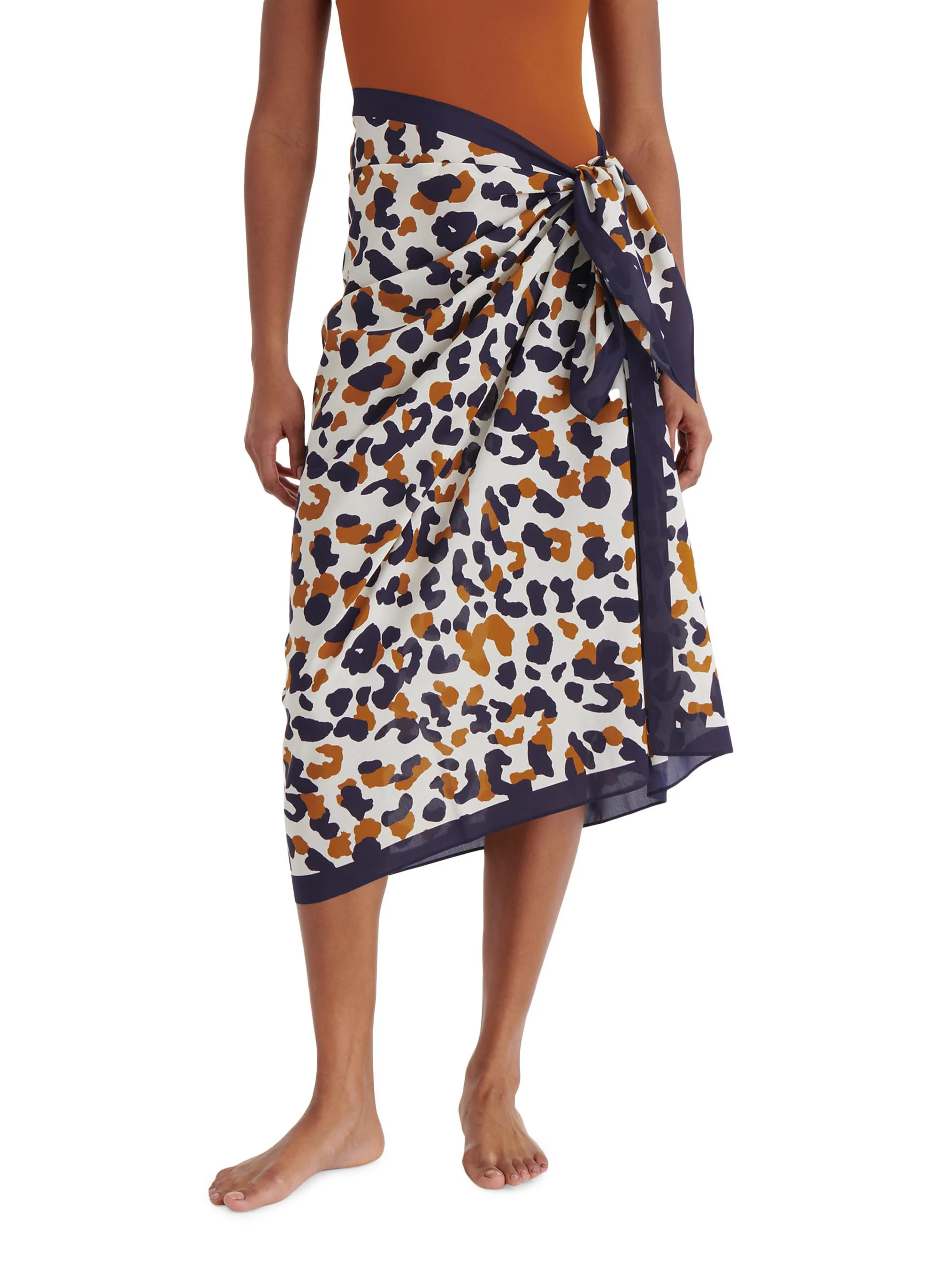 Women's Embrun Printed Cotton-Silk Sarong - Sable Fin - 1