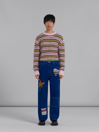 Marni BLUE COATED DENIM JEANS WITH MOHAIR PATCHES outlook