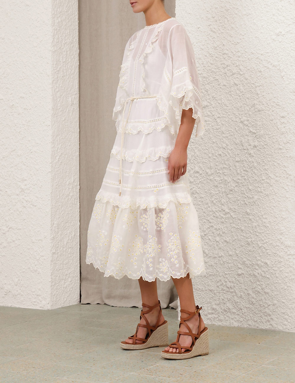 Zimmermann ACACIA EMBROIDERED MIDI DRESS | REVERSIBLE