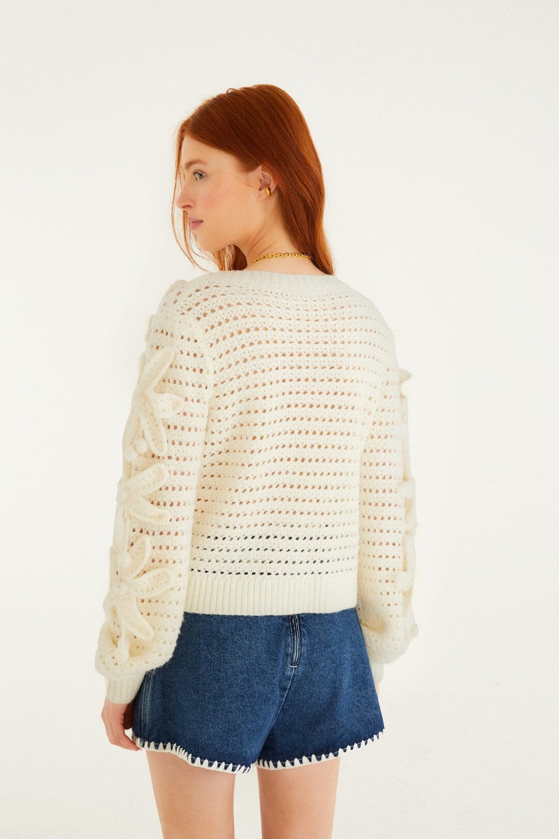 Off-White Crochet 3D Flowers Knit Cardigan 3