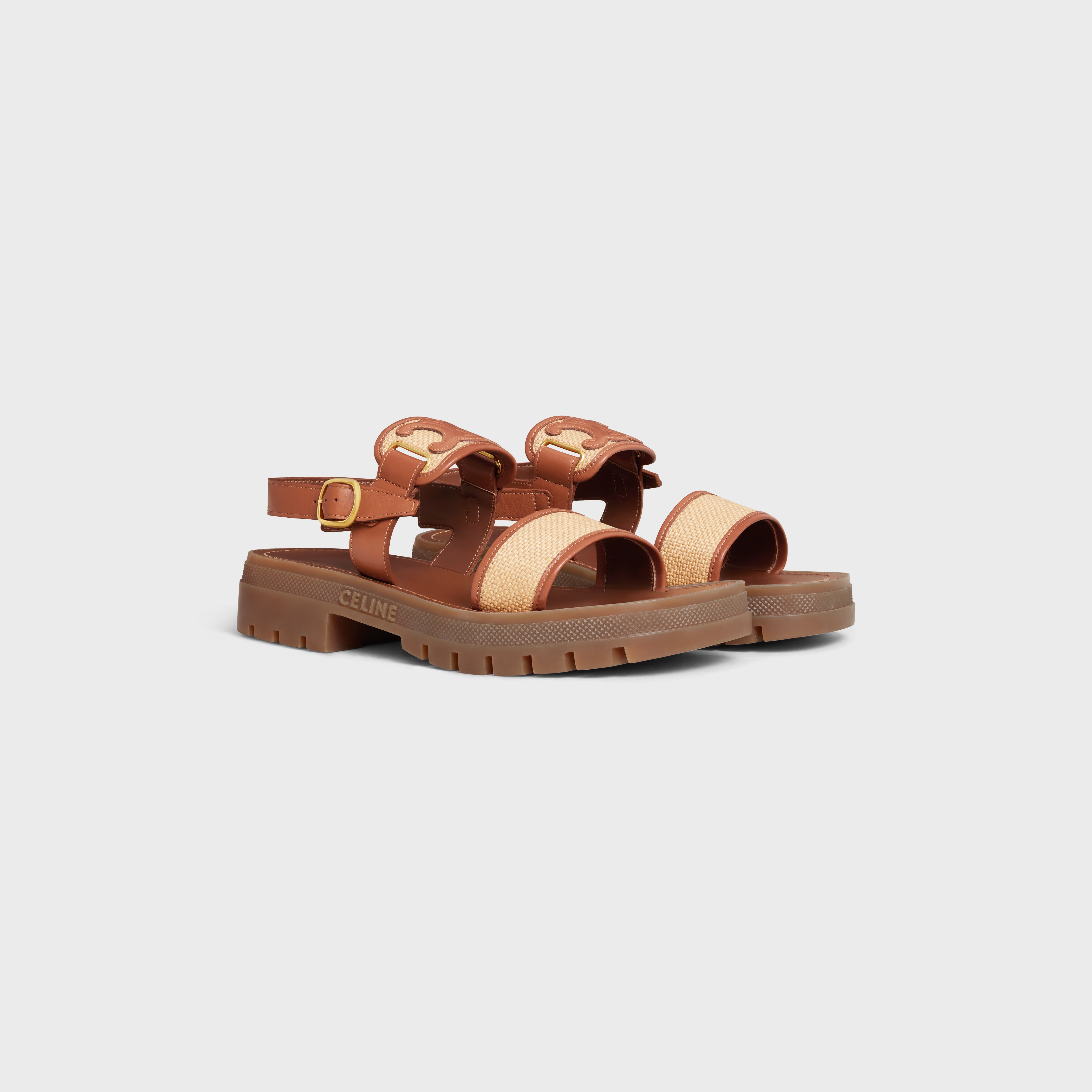 CELINE CLEA TRIOMPHE SANDAL in Raffia & Calfskin - 2