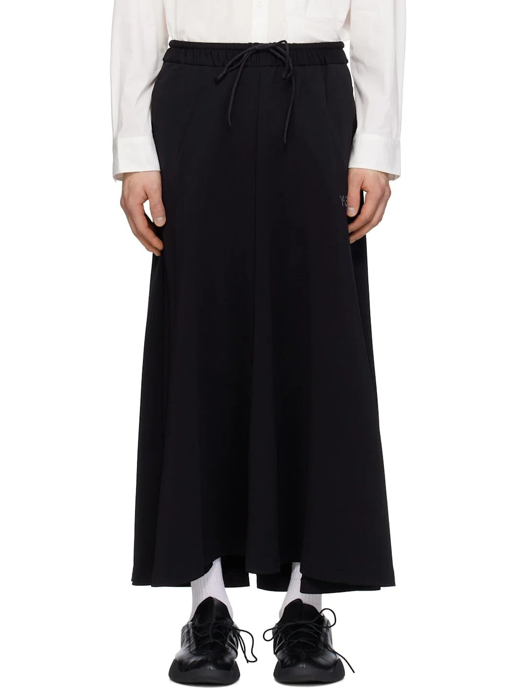 Black 3-Stripe Track Midi Skirt - 1