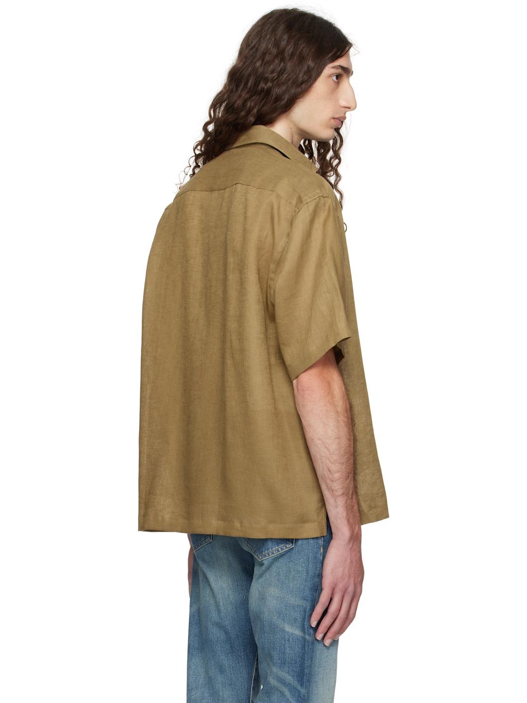 Khaki BECKHAM Edition Relaxed-Fit Linen Shirt - 3