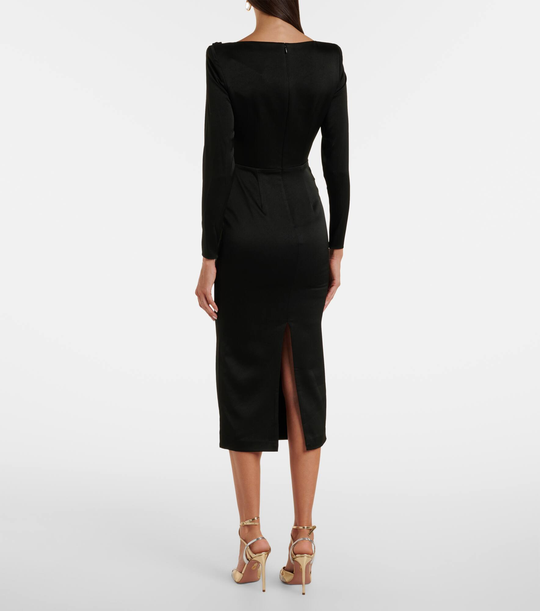 Asymmetric draped midi dress - 3