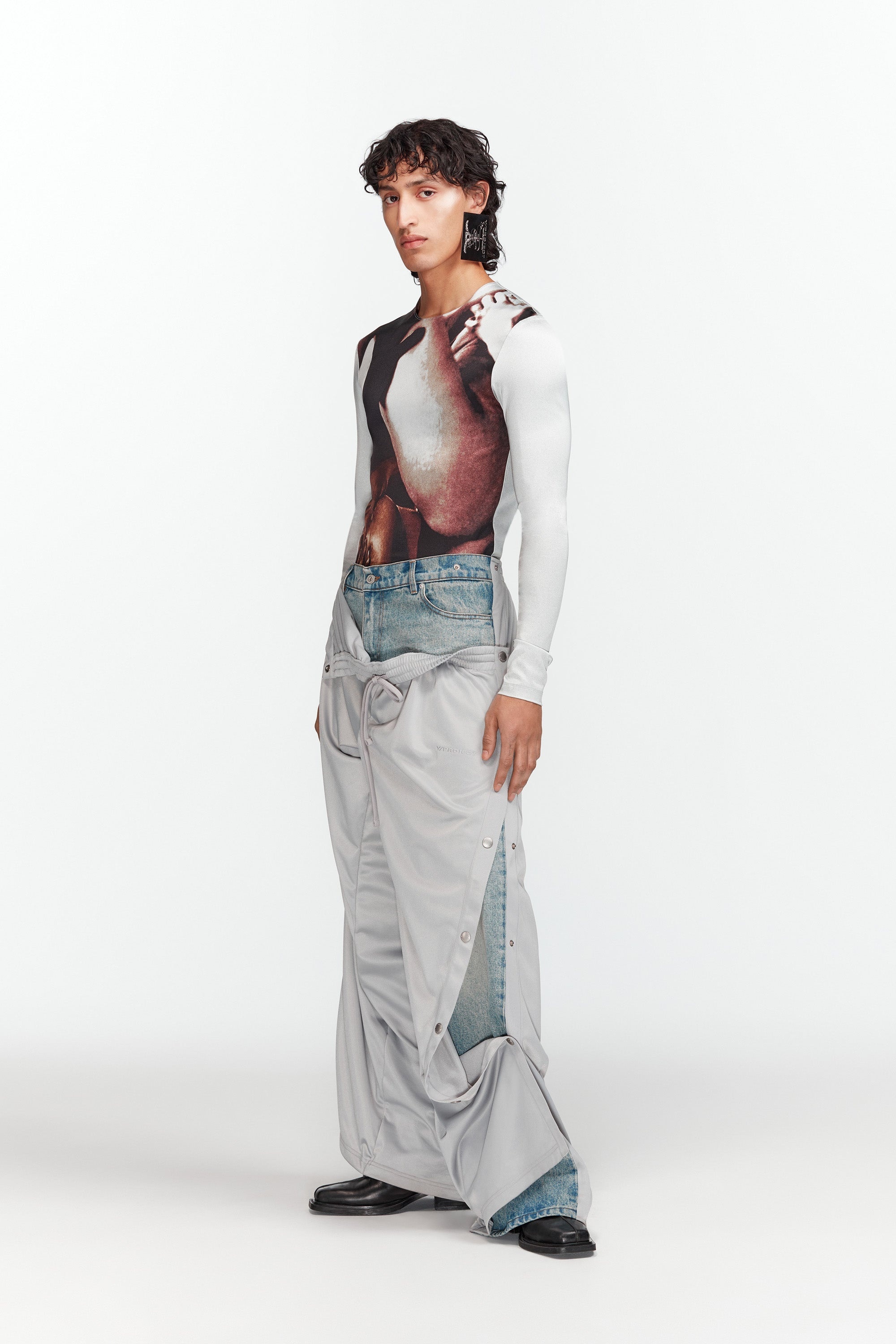 Snap Off Denim Track Pants - 4