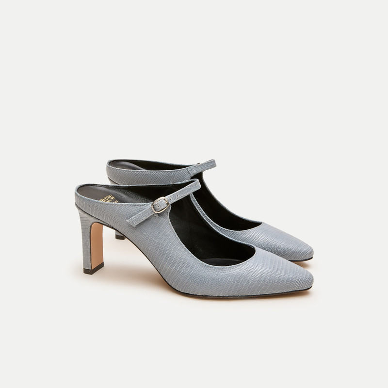 Mule pumps in lizard-embossed leather 1