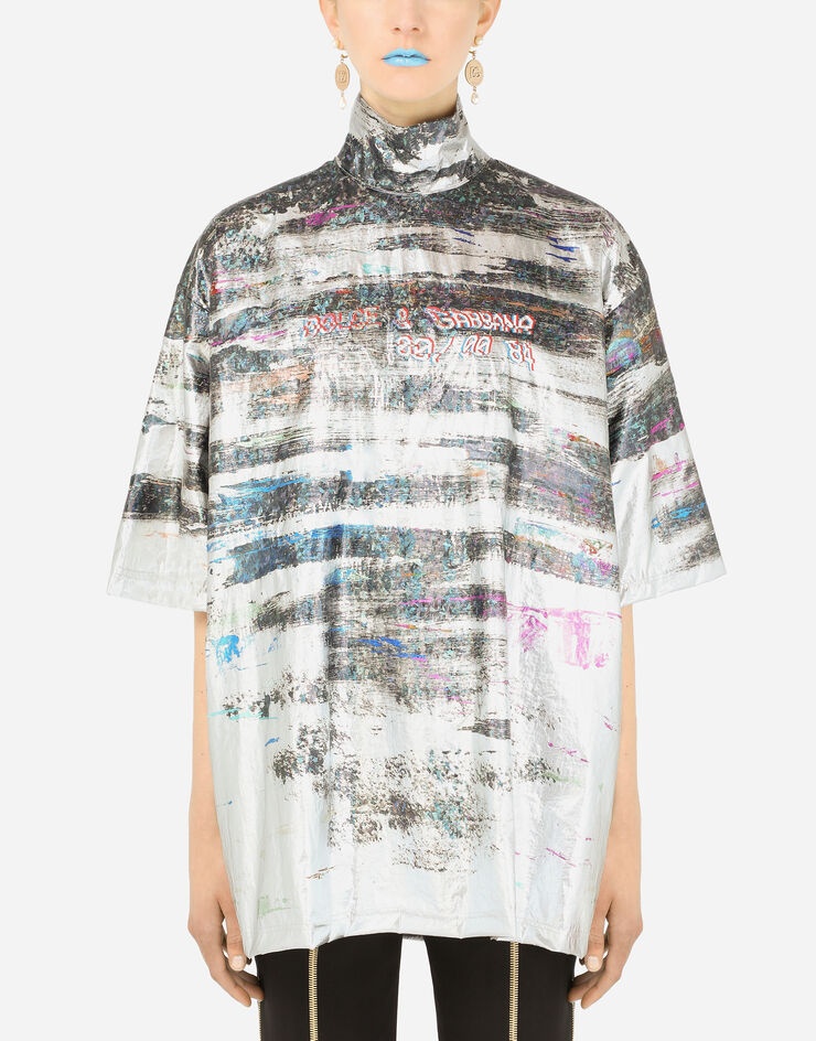 Jersey T-shirt with foiled glitch print - 1