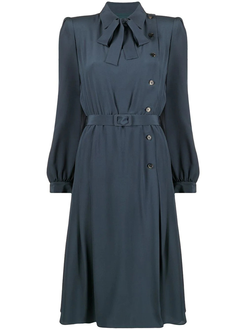 side button fastening belted dress 1
