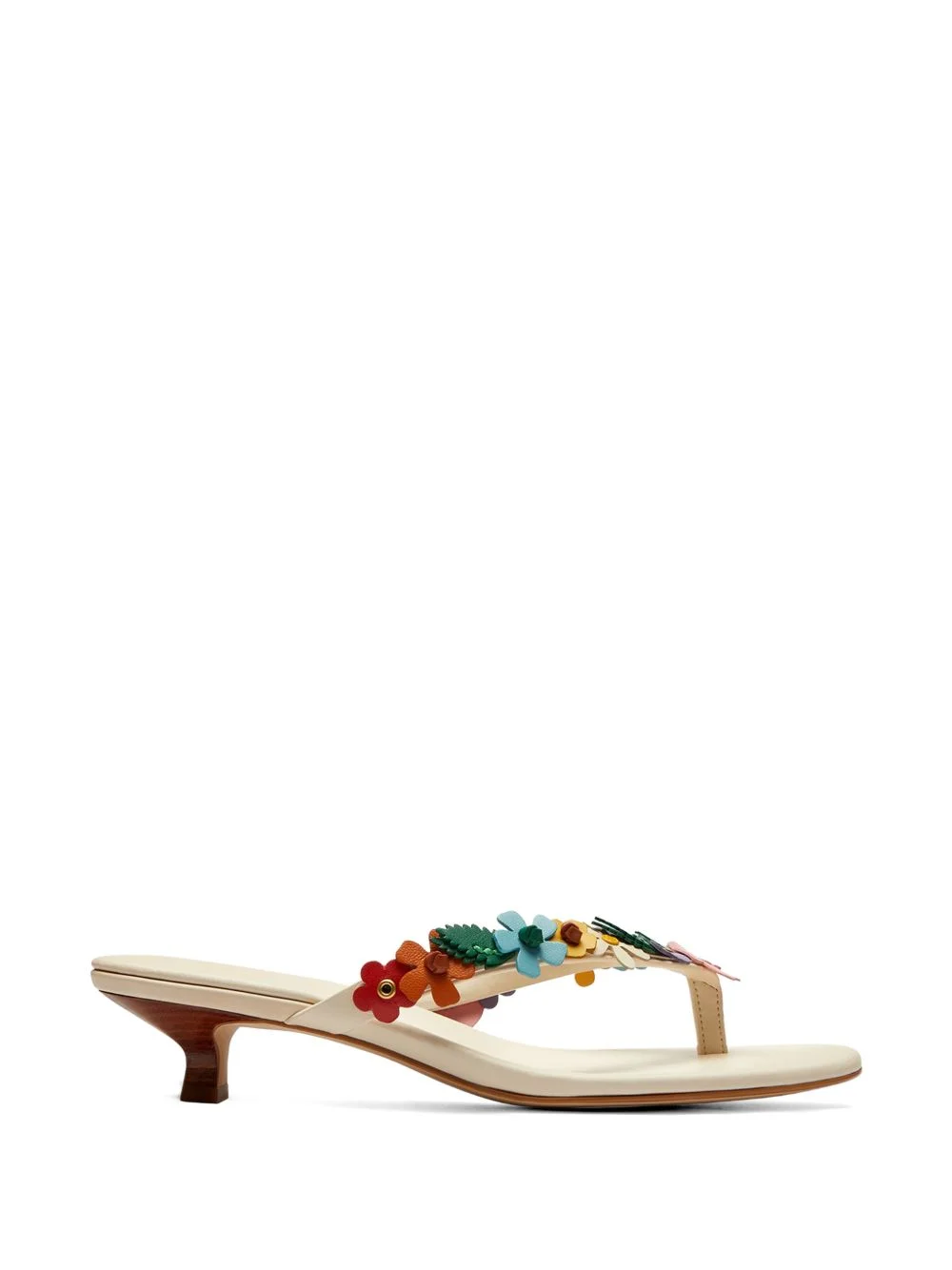 floral-aplique kitten-heel sandals - 1
