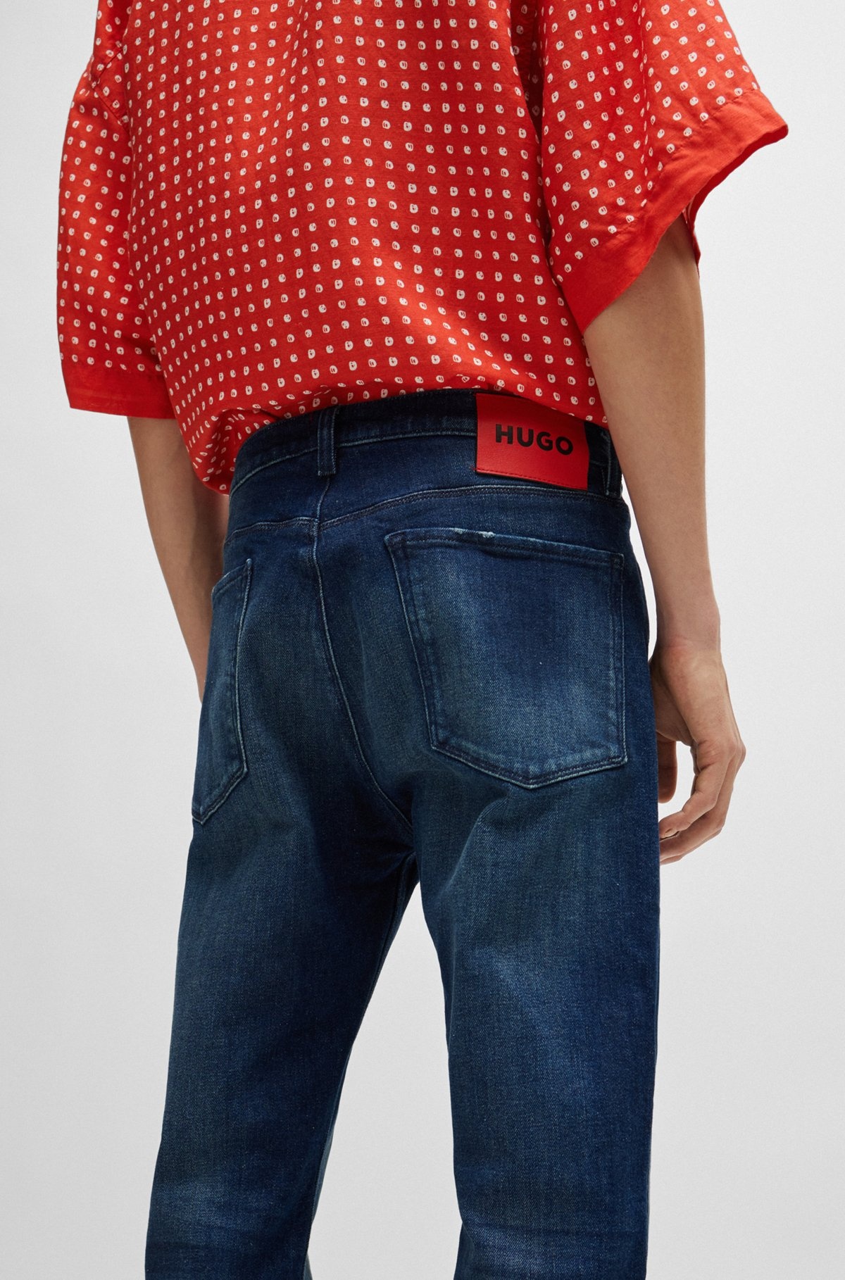 SLIM-FIT JEANS IN BLUE STRETCH DENIM - 5
