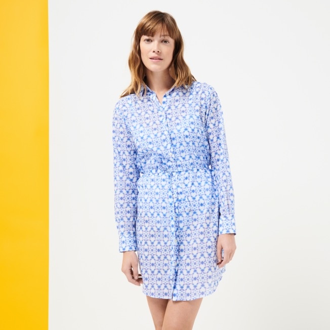 Women Cotton Shirt Dress Ikat Medusa - 2