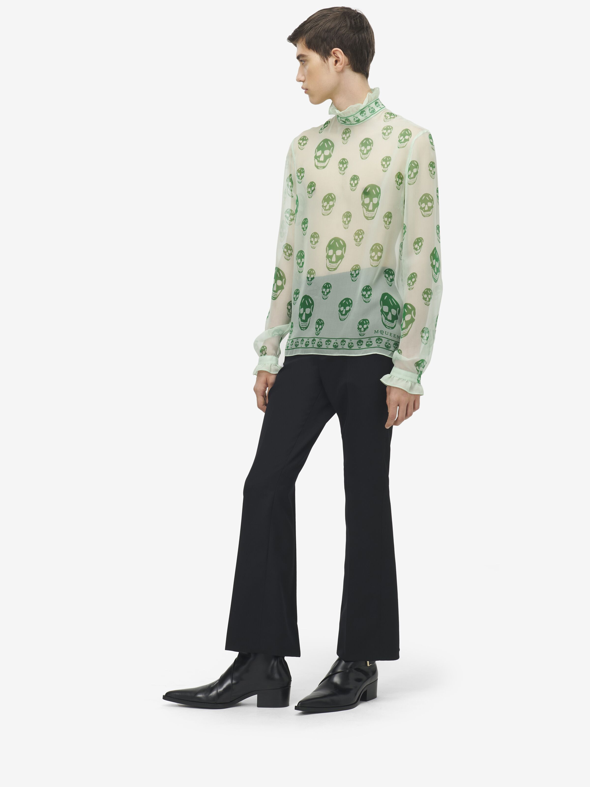 Silk Chiffon Skull Print Top - 4