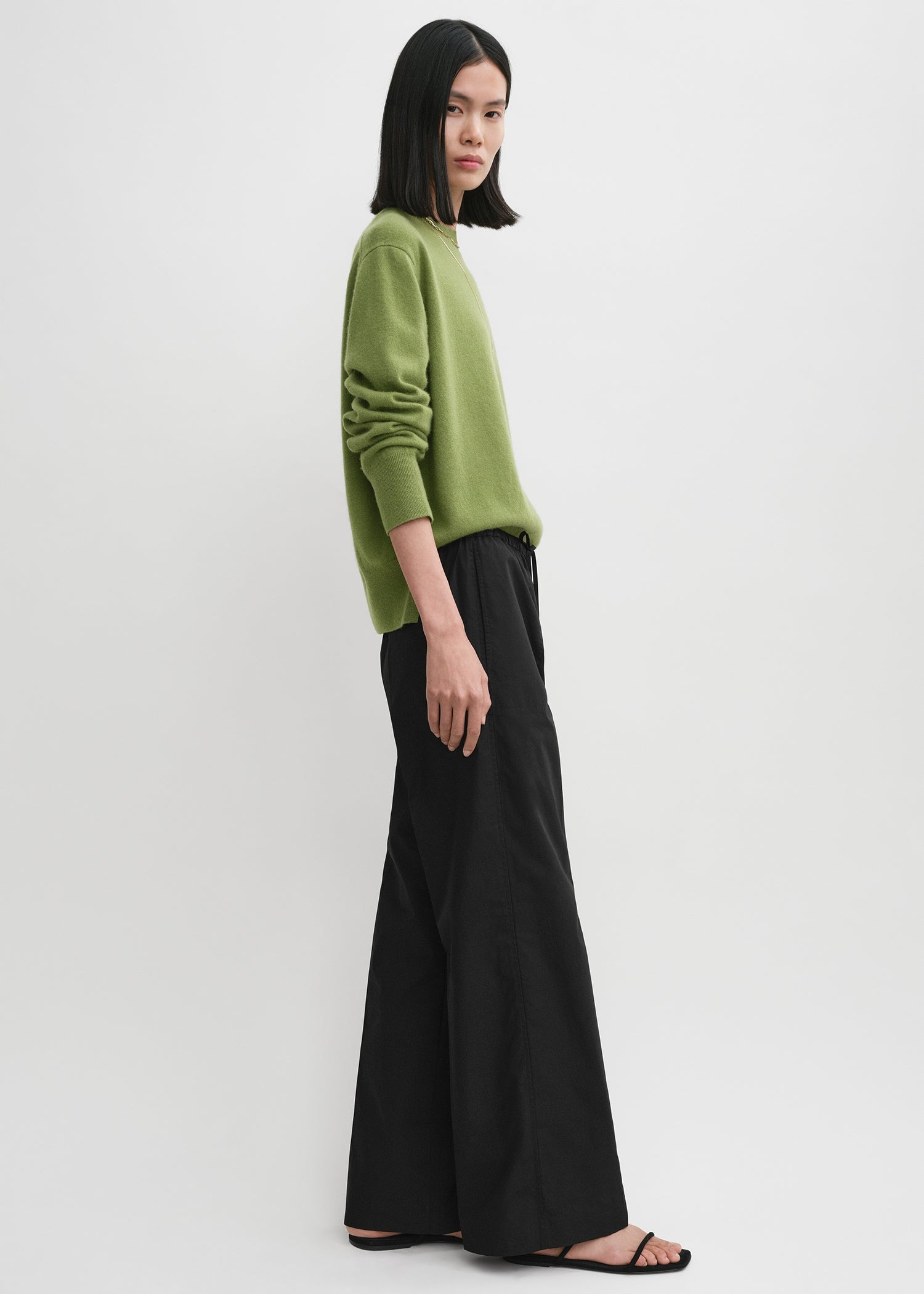 Cotton drawstring trousers black - 3