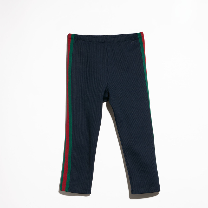 Rib cotton jersey pants with Web - 1