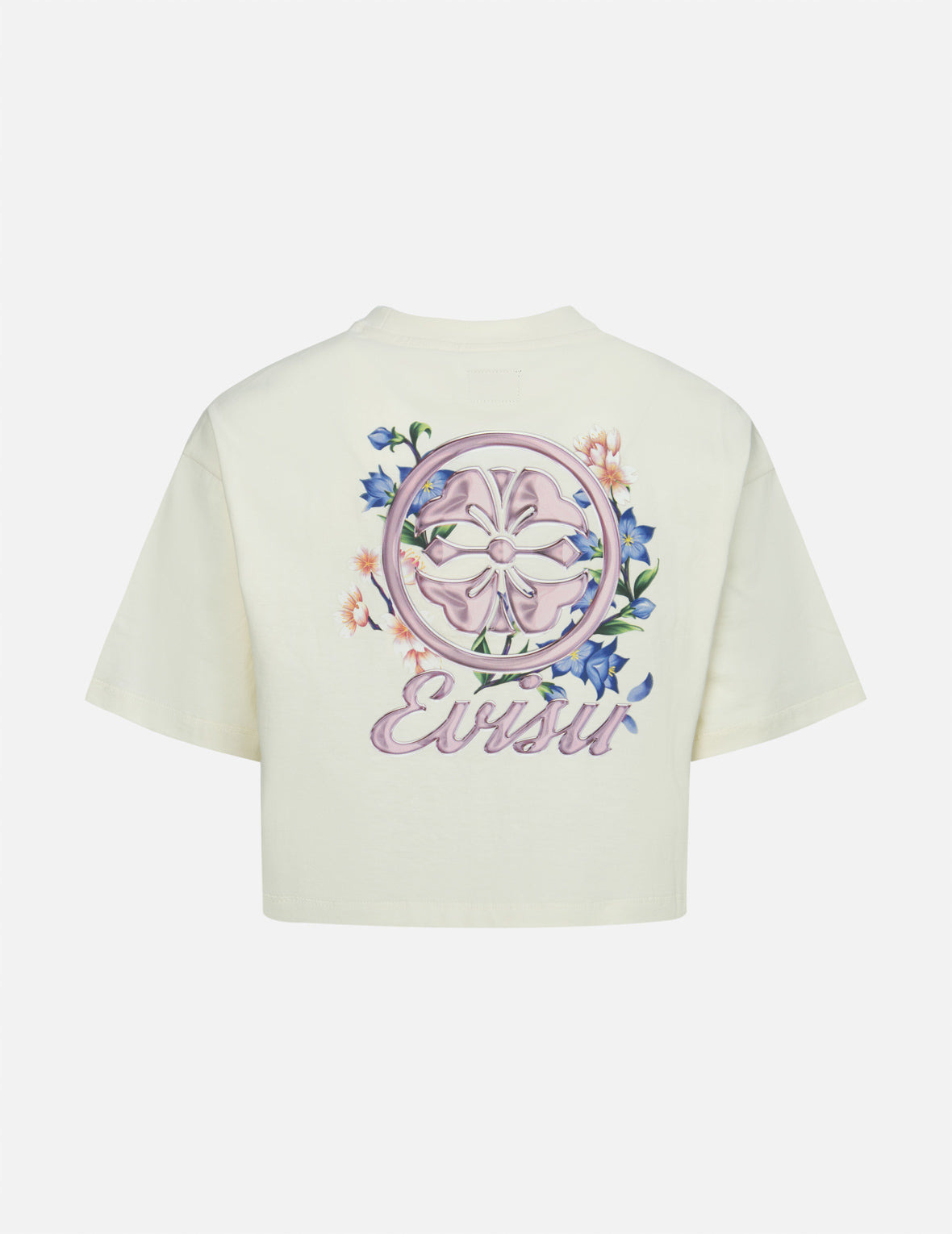 KAMON AND WISTERIA PRINT CROPPED T-SHIRT - 1