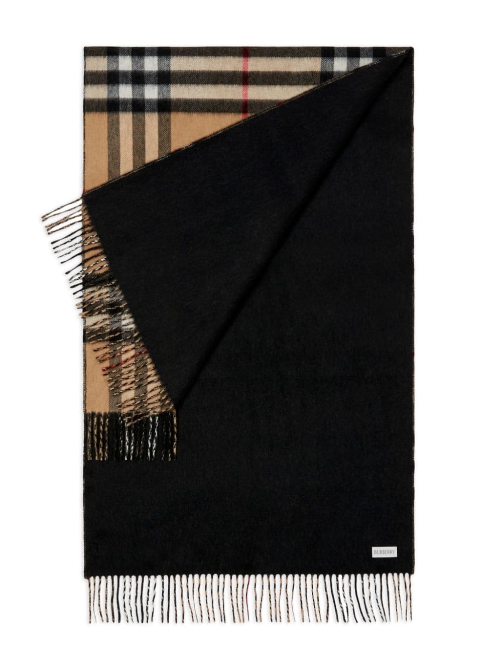 check cashmere reversible scarf - 2