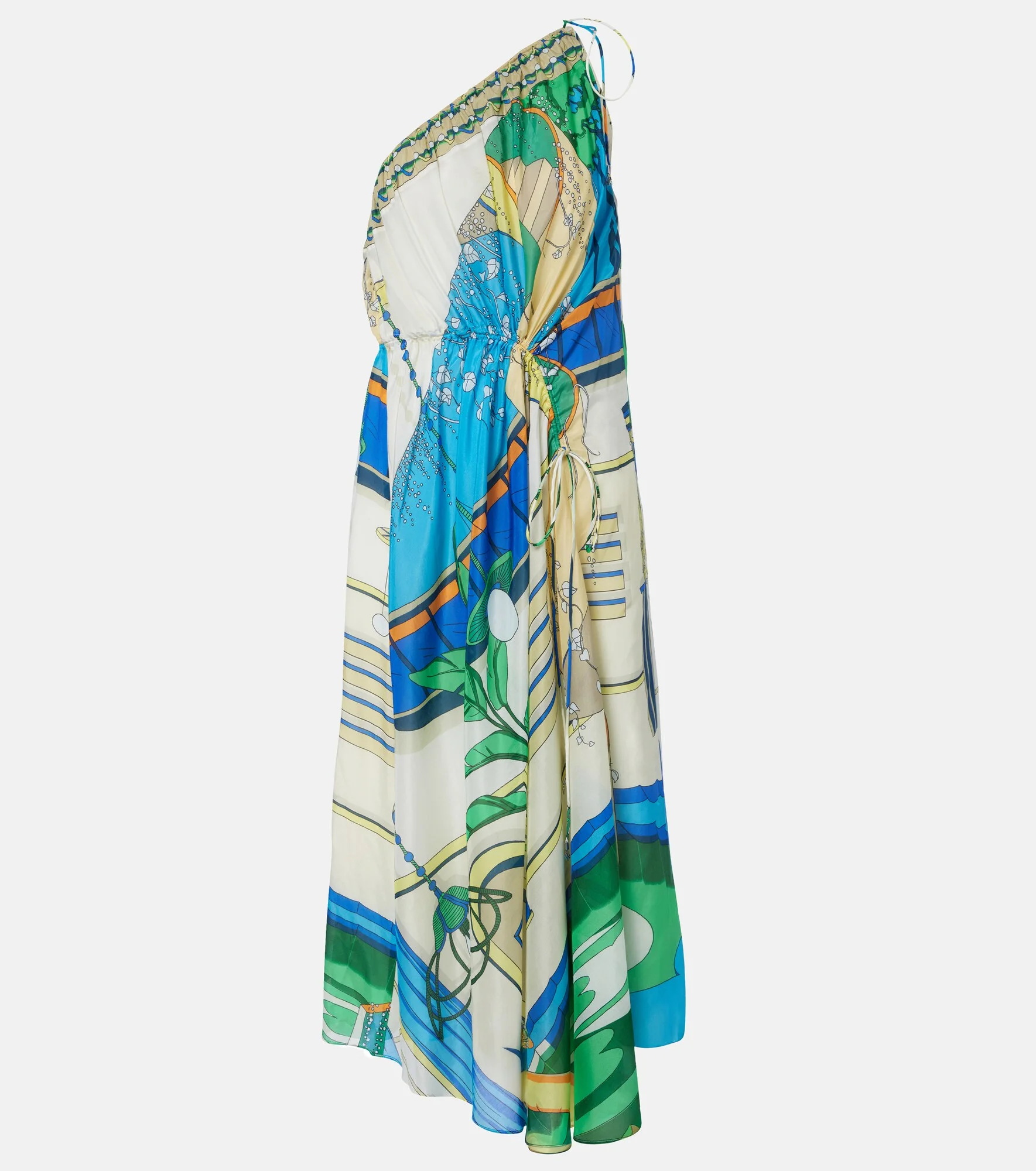 Printed cotton and silk midi dress - 1