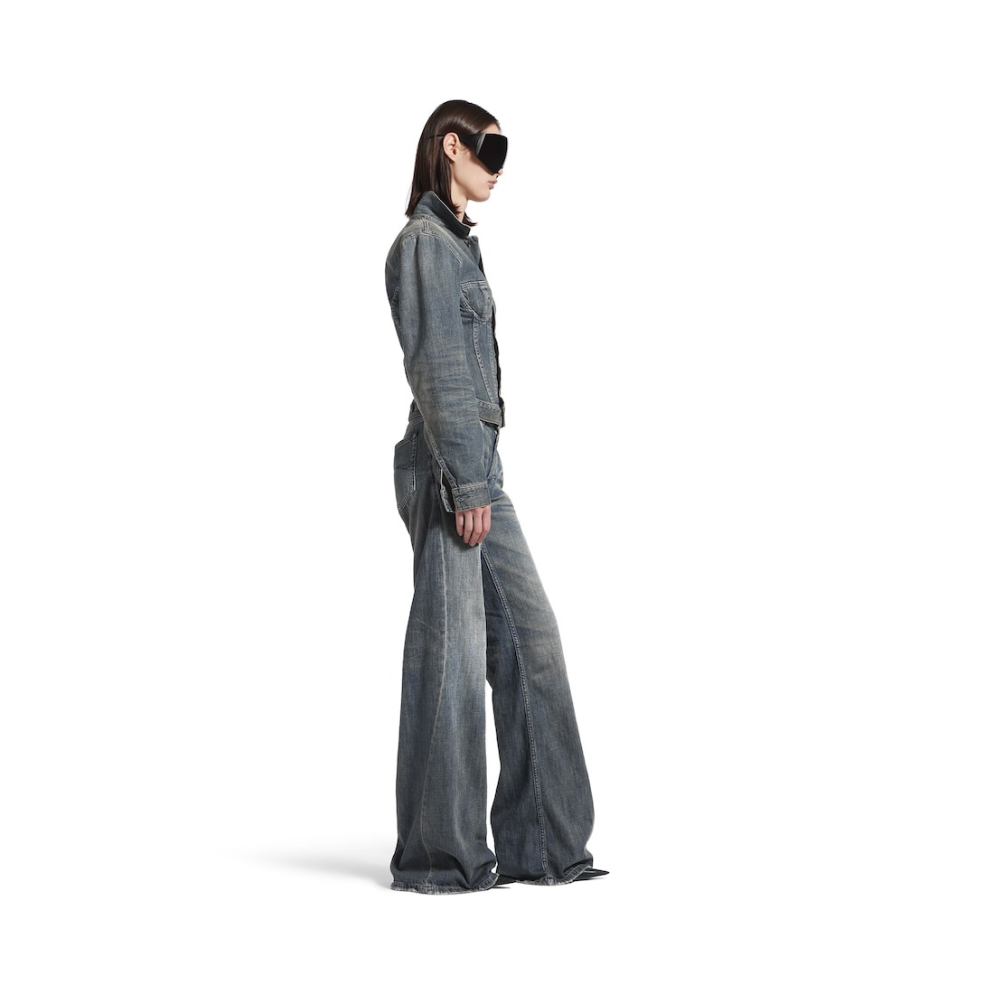 Women's Corseted Denim Jacket in Blue - 3