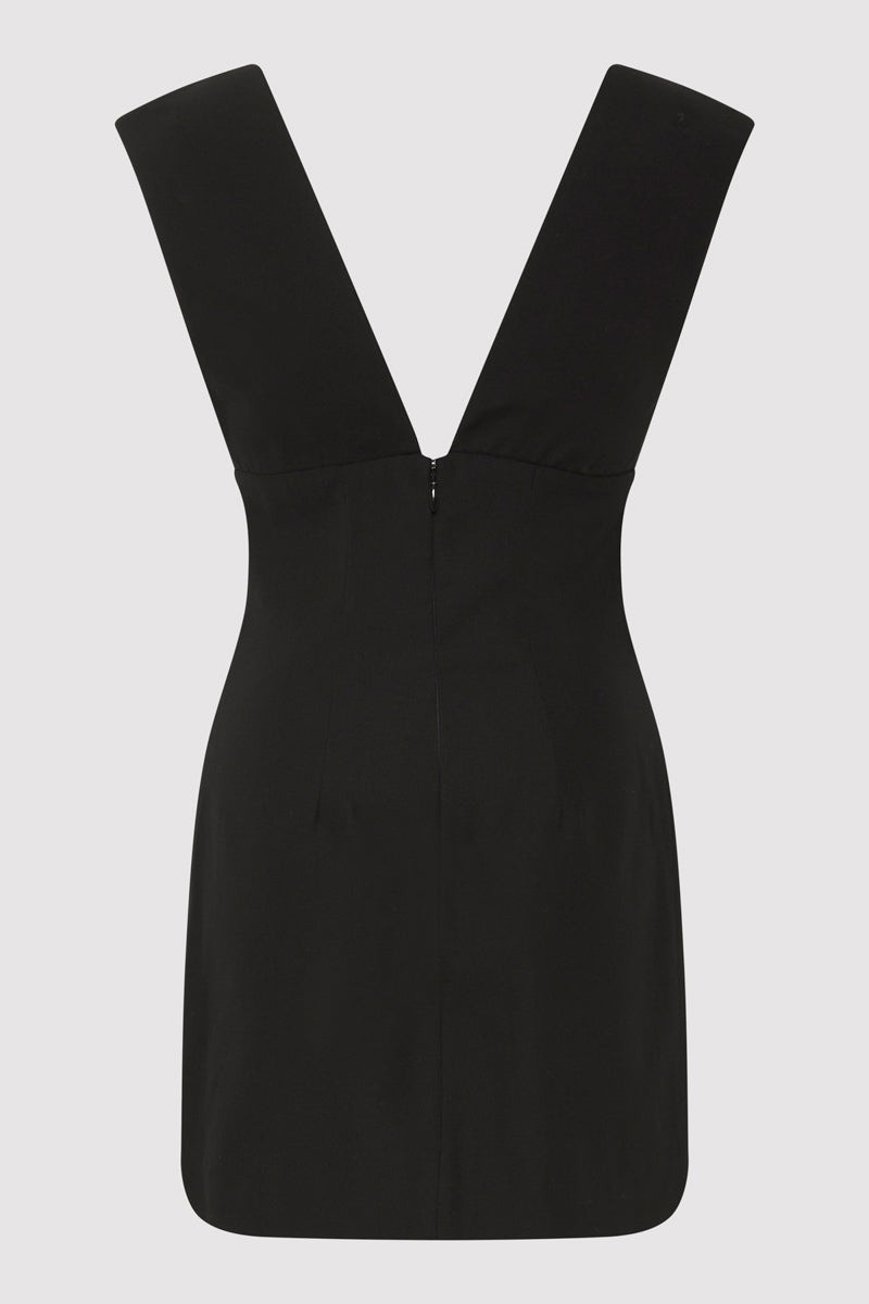 ST. AGNI Plunge Mini Dress - Black outlook
