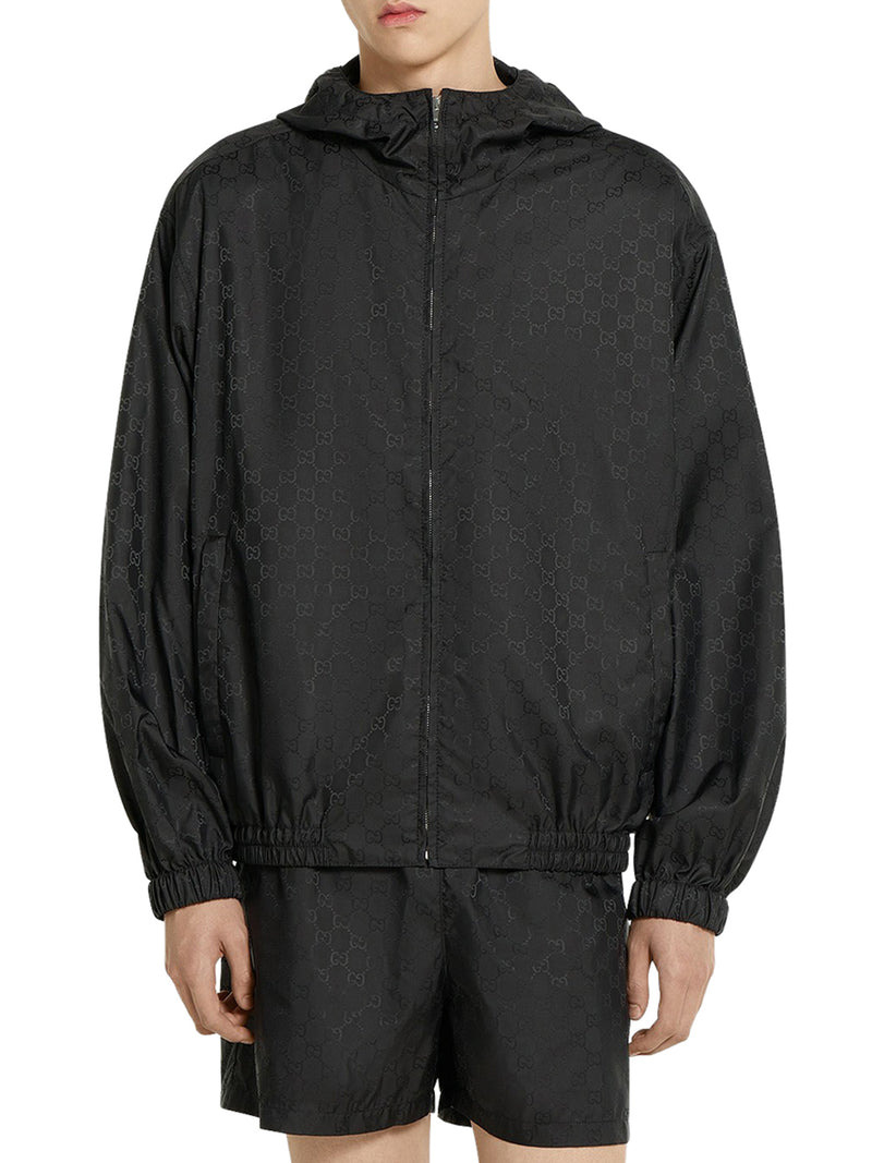 Gucci Men Gg Jacquard Nylon Zip-Up Jacket - 3