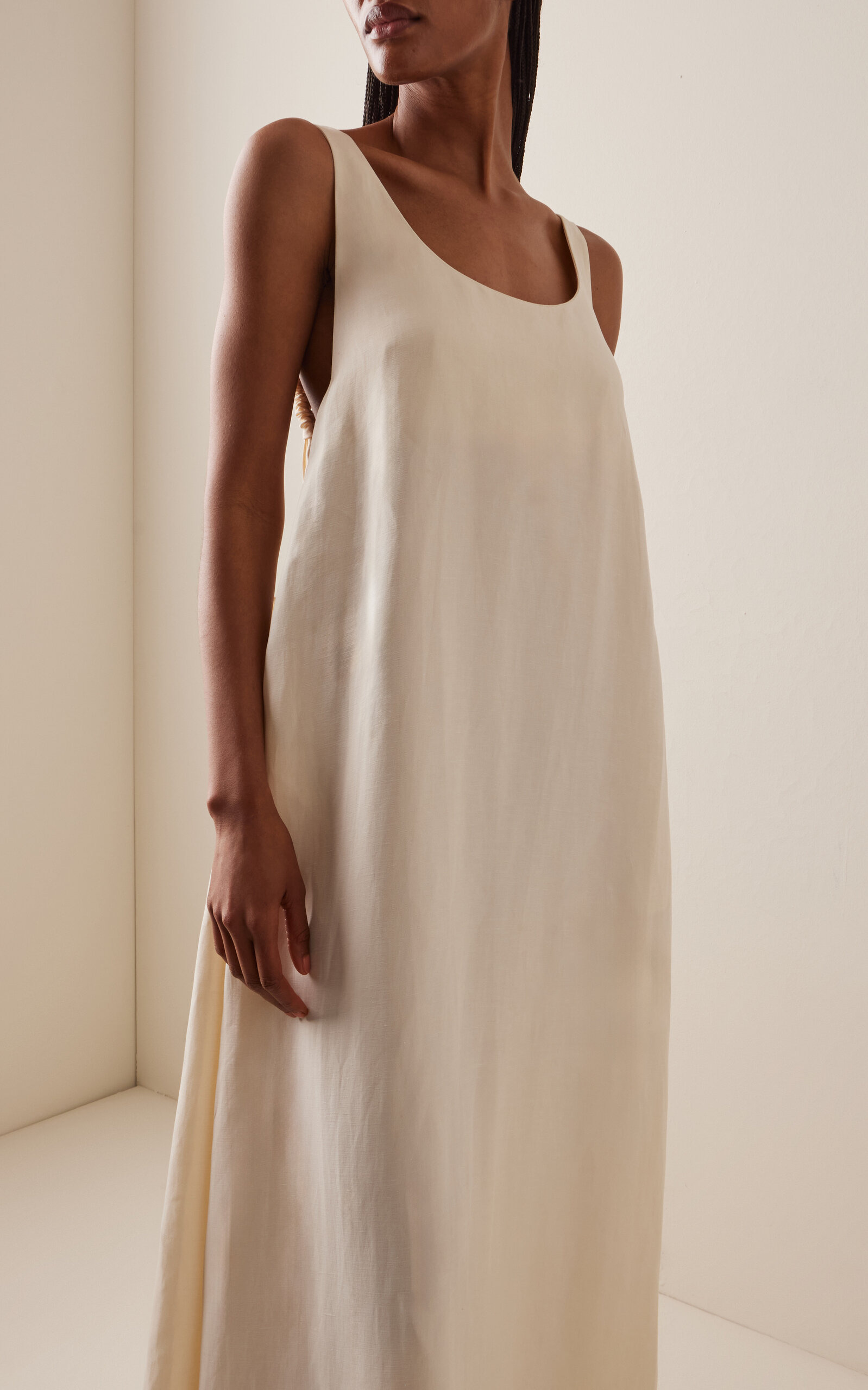 Aras Knotted Linen-Silk Maxi Dress ivory - 3