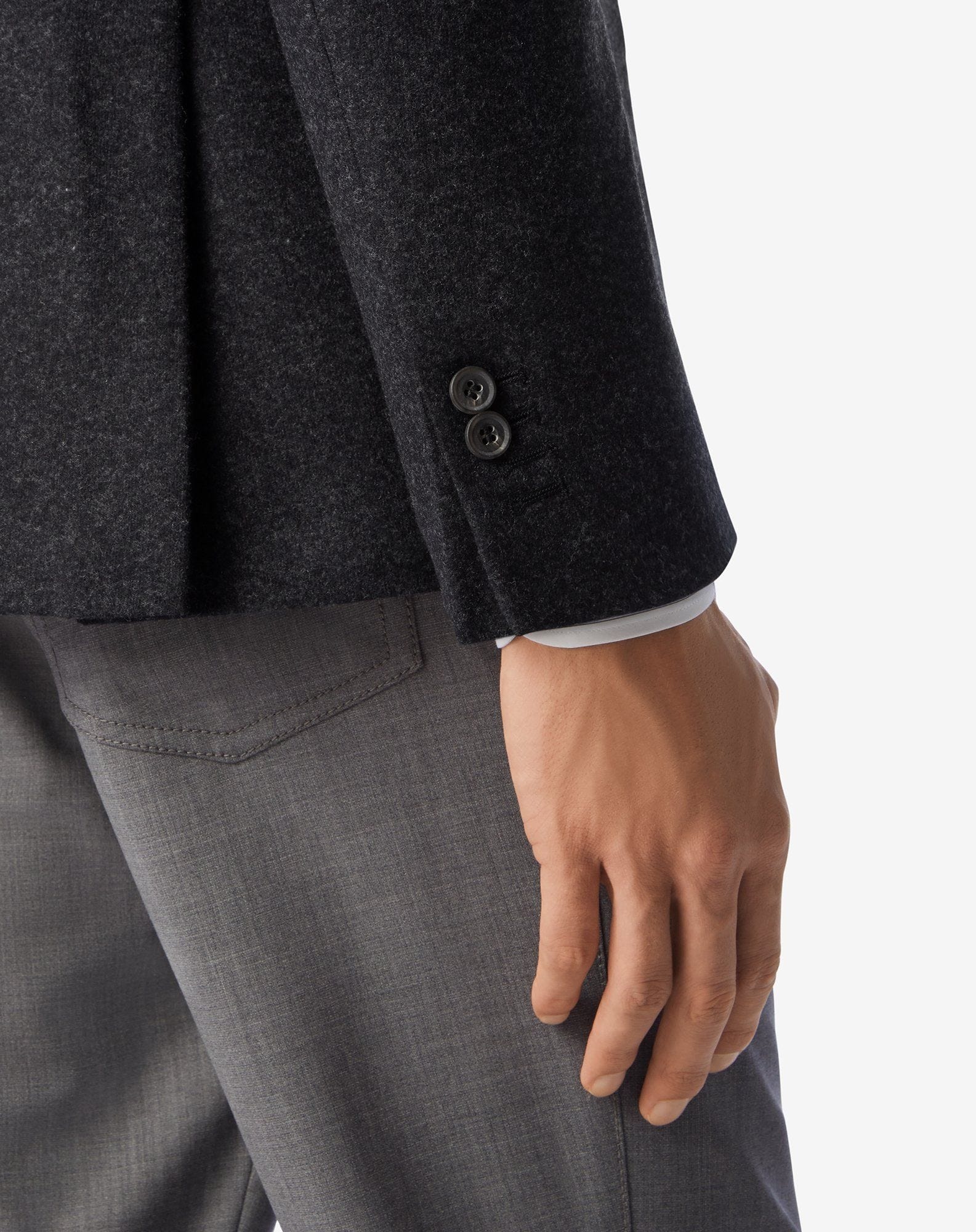 Grey 2-button jersey wool flannel jacket - 5