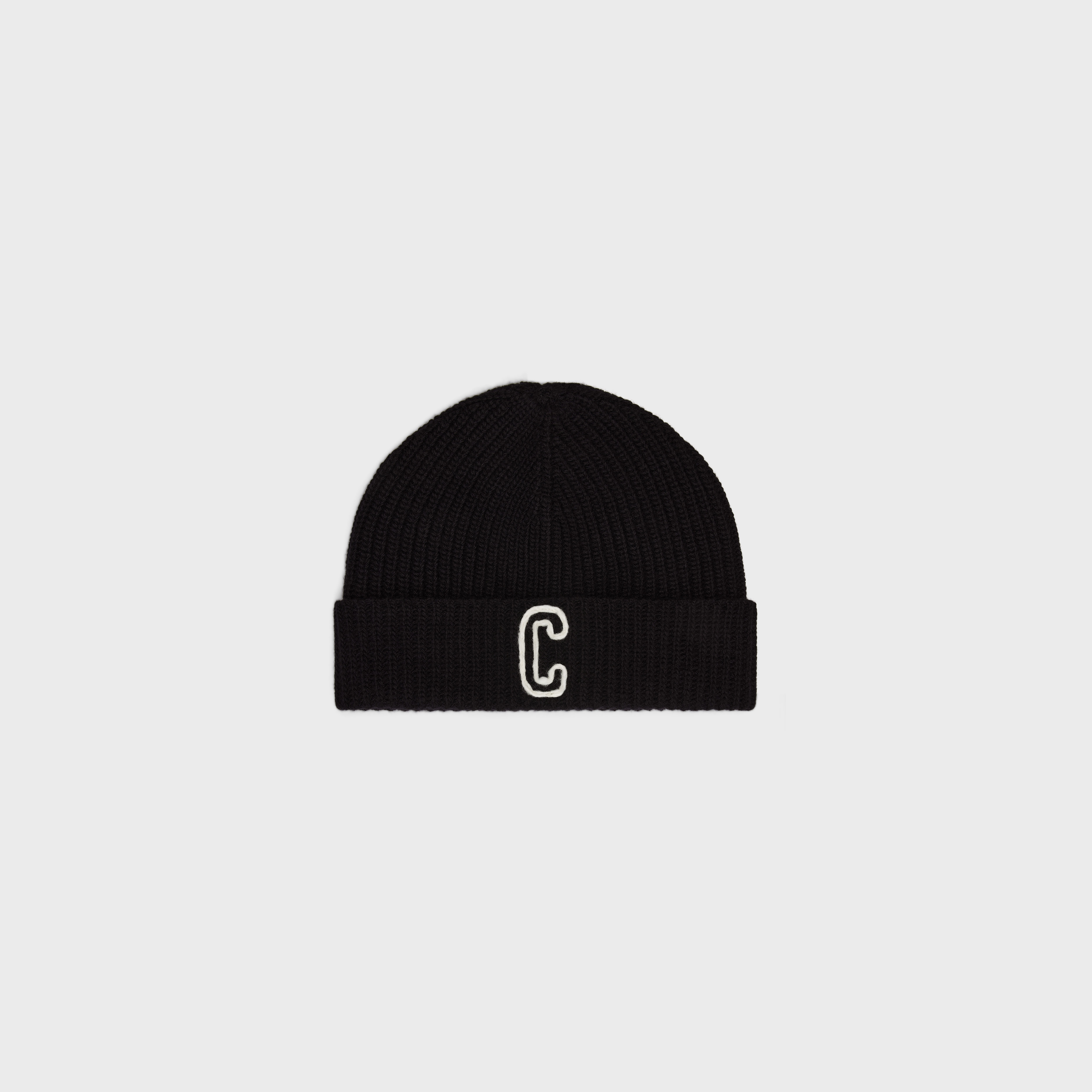 initial beanie in ribbed wool - 1