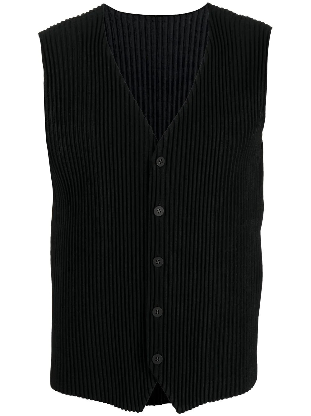 plissé V-neck waistcoat - 1