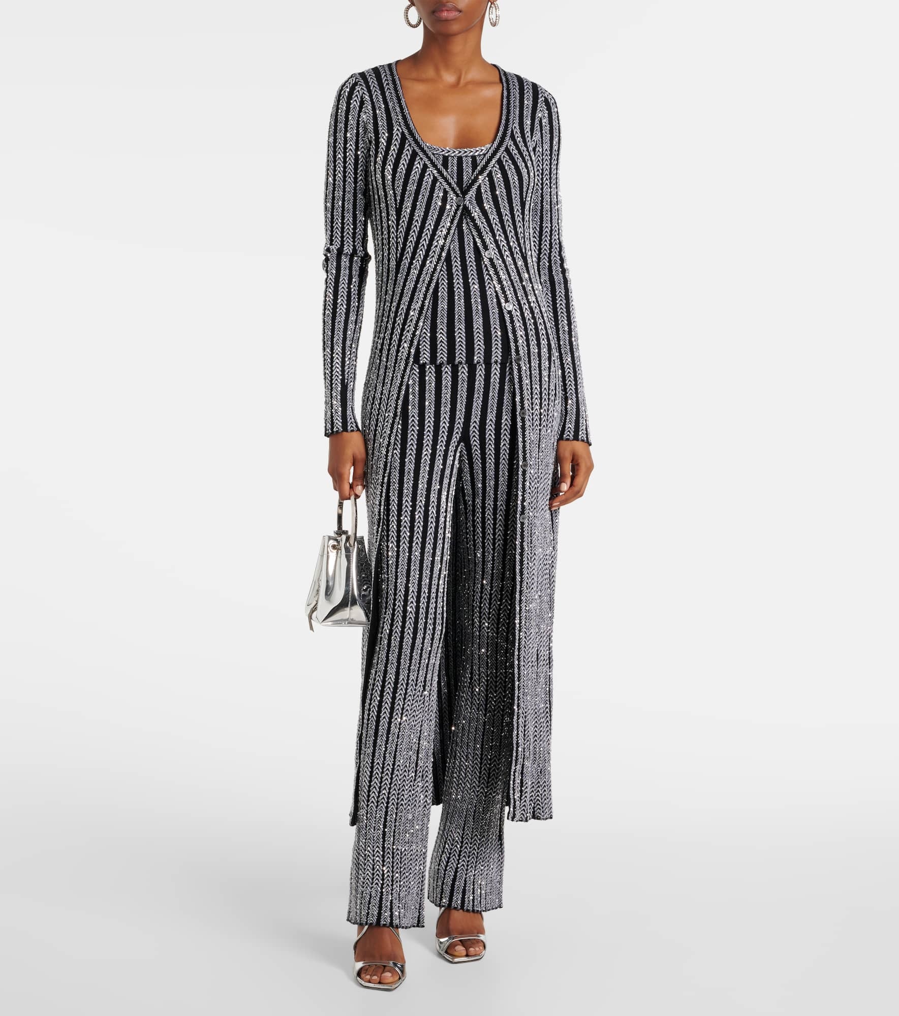 Chevron lamé flared pants - 2