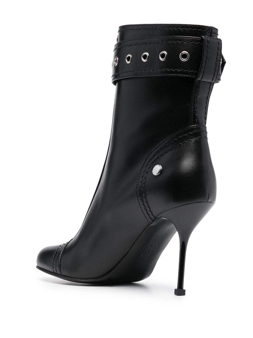 buckle-detail 90mm leather boots - 3