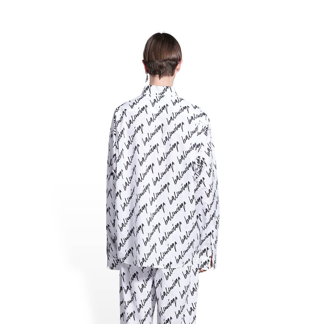 Men's New Scribble Shirt Large Fit in White - 5