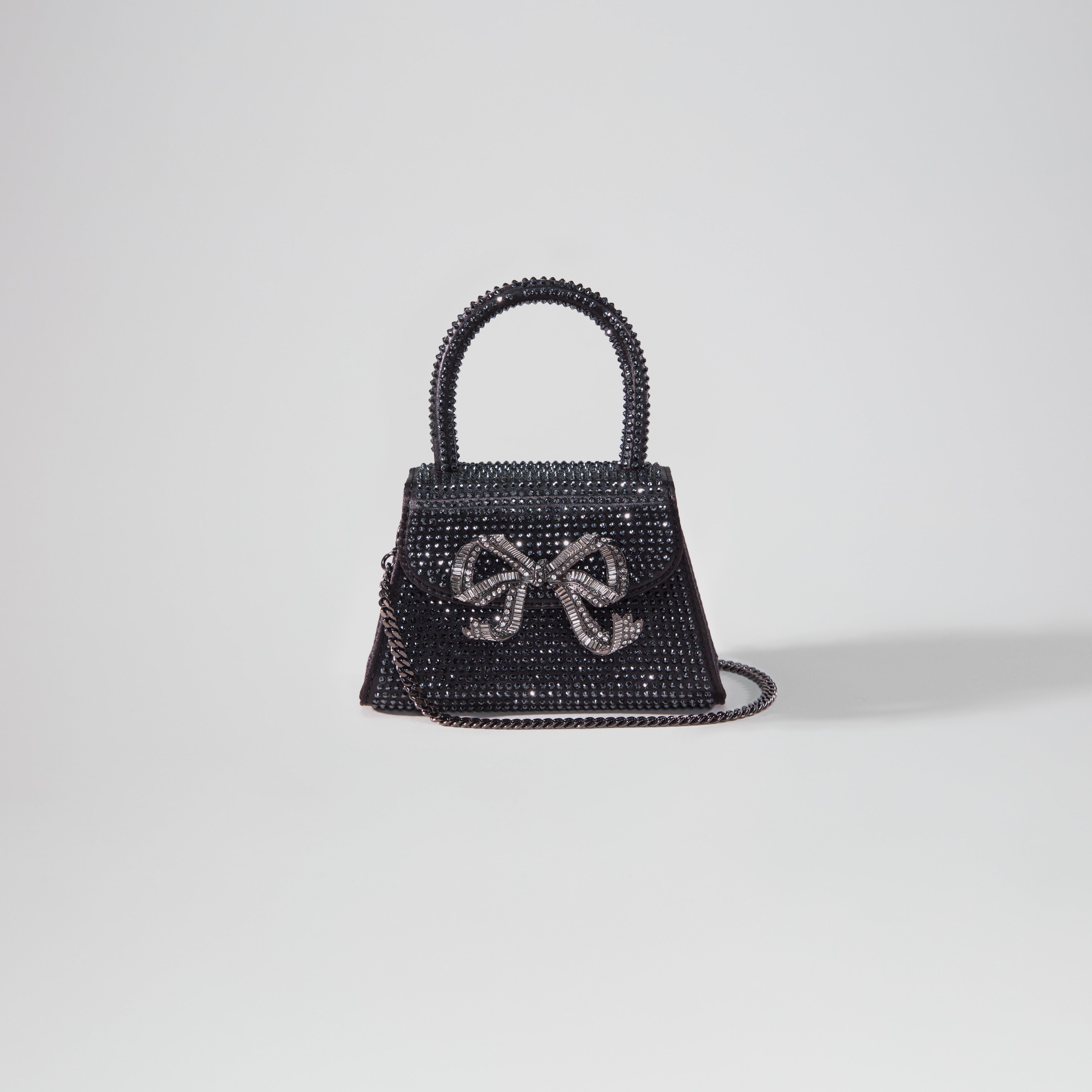 Black Rhinestone Micro Bow Bag - 4