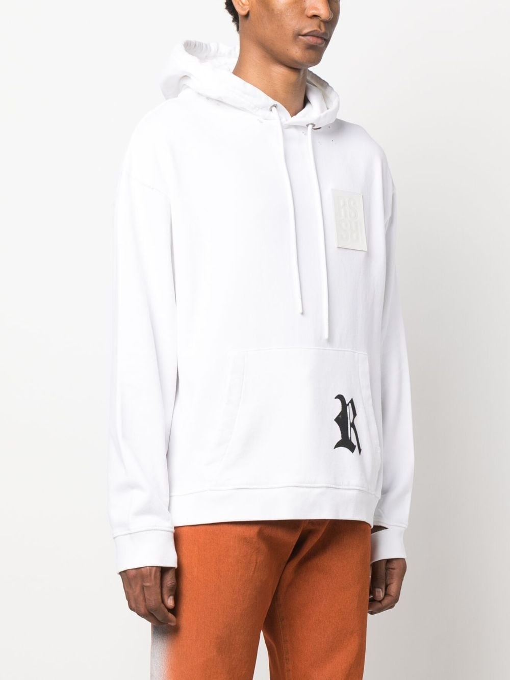 LOGO PATCH RIPPED HOODIE - 2
