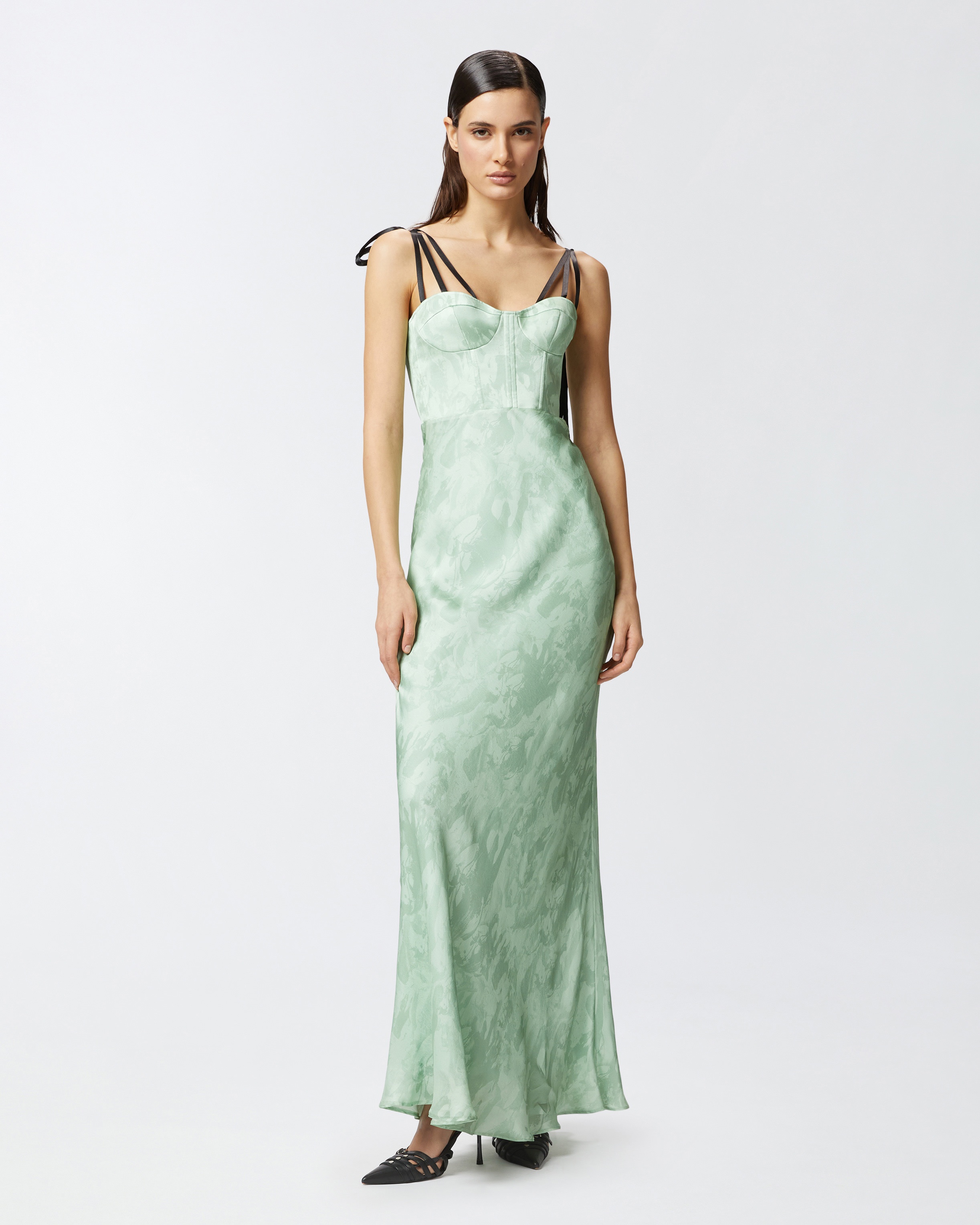 REIMAGINE BY PINKO X PATRICK MCDOWELL LONG SATIN DRESS WITH HORSE PRINT - 3